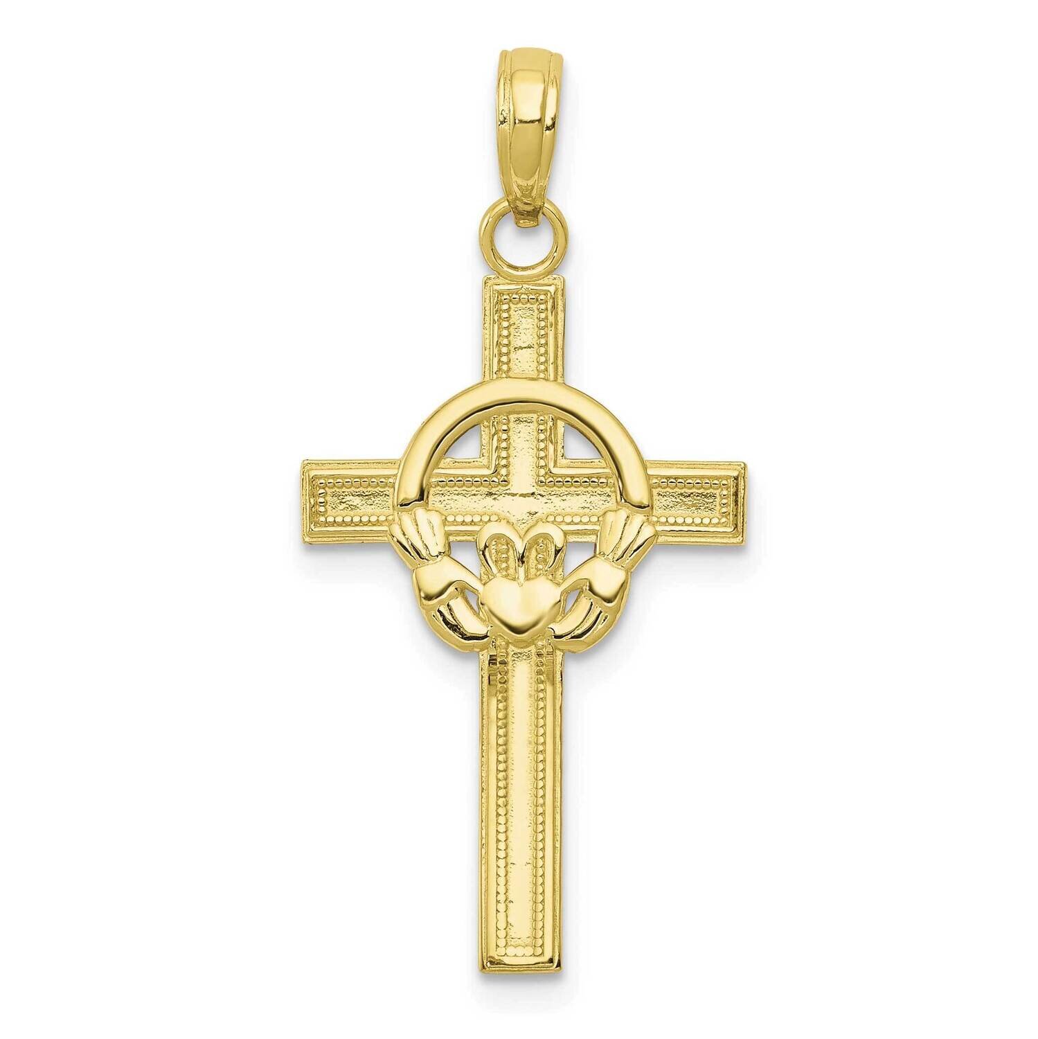 Claddagh Cross Pendant 10k Gold Polished 10M1338