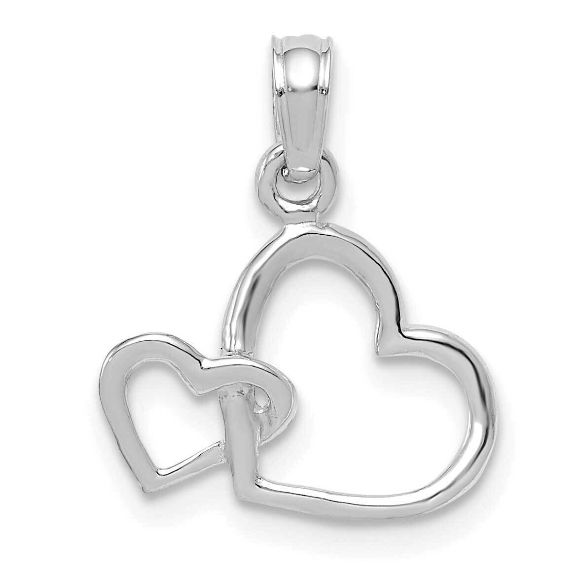 Intertwined Double Heart Pendant 10k White Gold Polished 10M2128W
