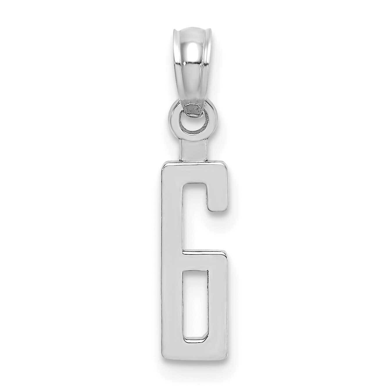Number 6 Block Charm 10k White Gold 10NUW06, MPN: 10NUW06,