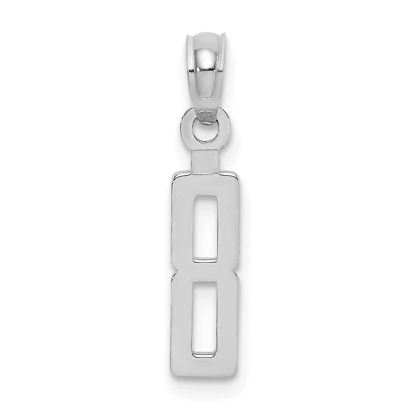 Number 8 Block Charm 10k White Gold 10NUW08, MPN: 10NUW08,