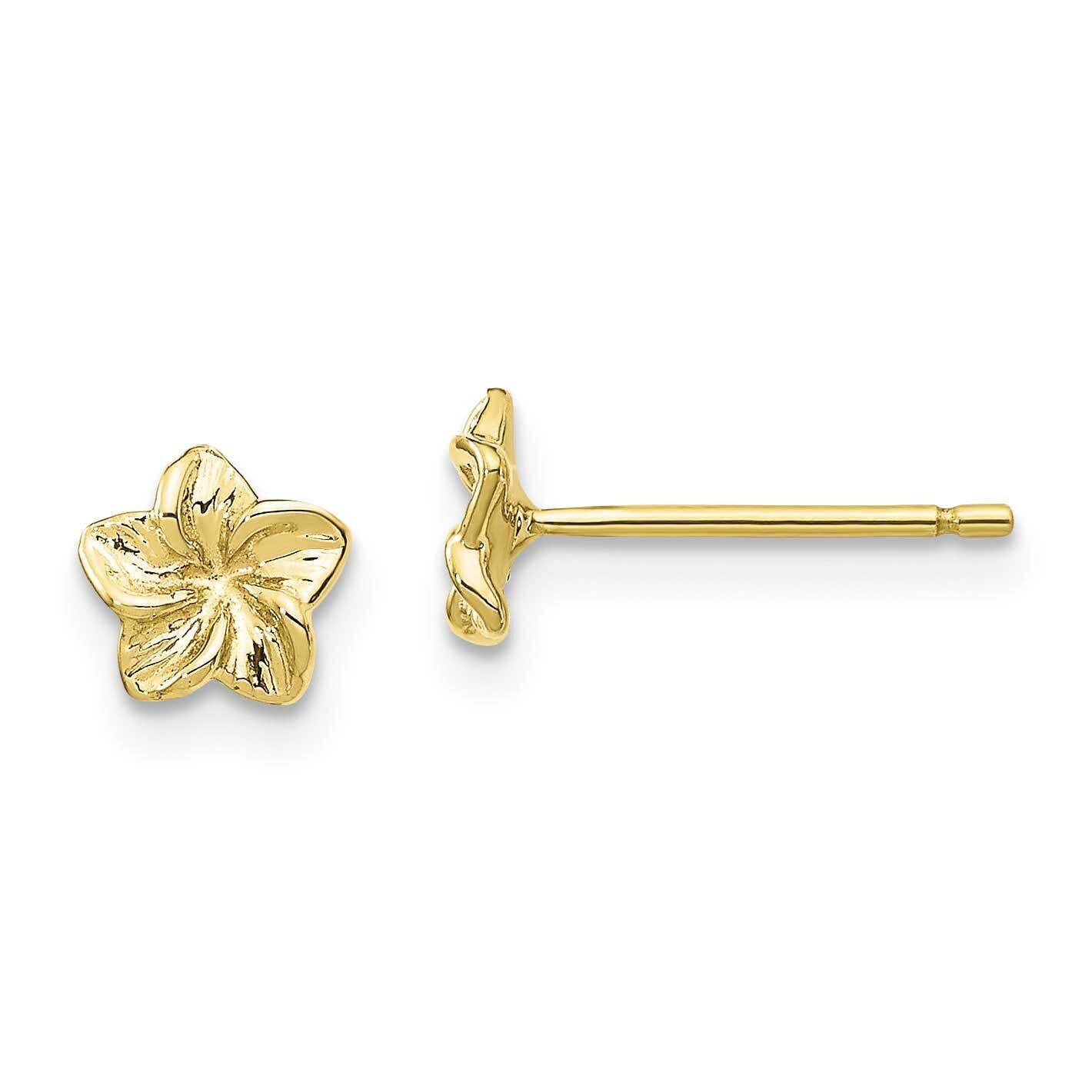 Plumeria Flower Post Earrings 10k Gold 10TC623