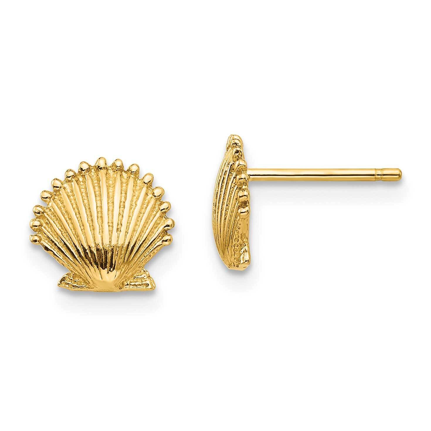 Scallop Shell Post Earrings 10k Gold 10TE633