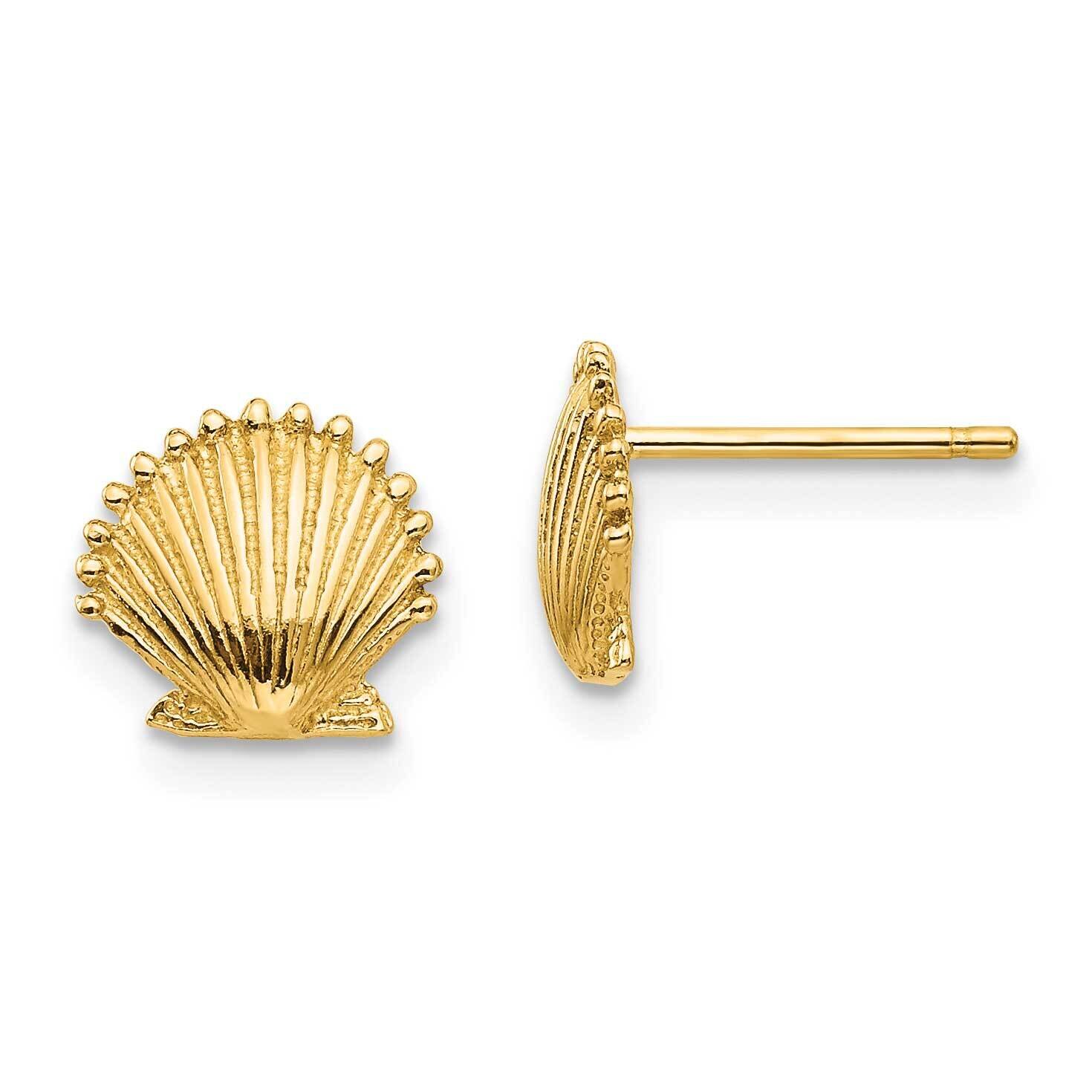 Scallop Shell Post Earrings 10k Gold 10TE633, MPN: 10TE633, 191101567162