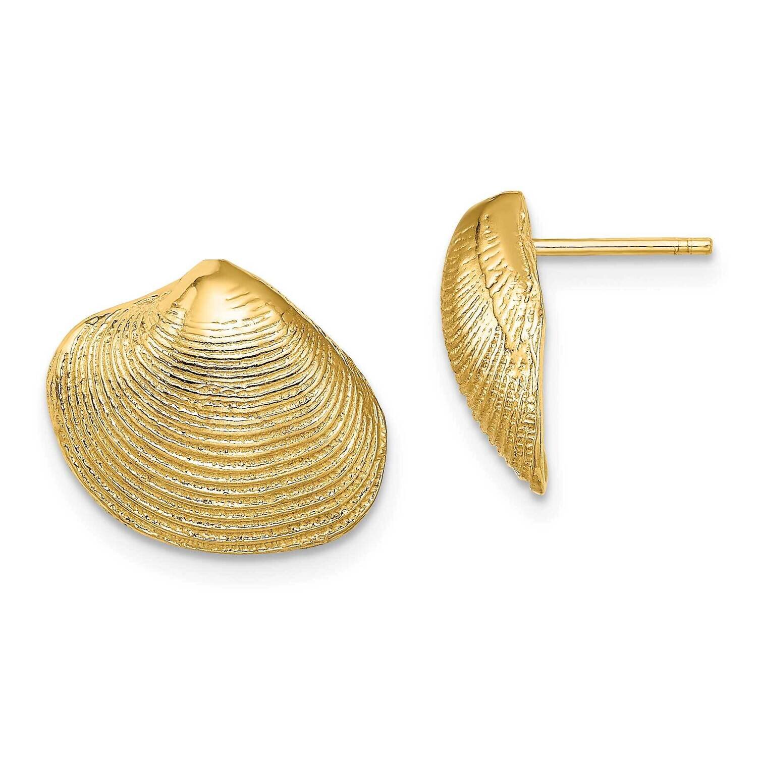 Clam Shell Post Earrings 10k Gold 10TE786, MPN: 10TE786, 191101567063