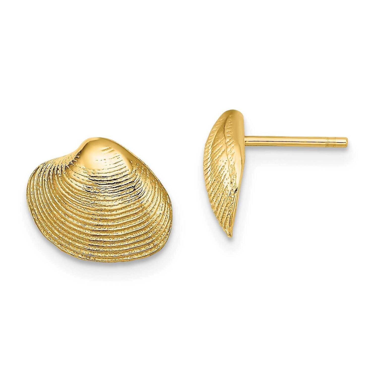 Clam Shell Post Earrings 10k Gold 10TE787
