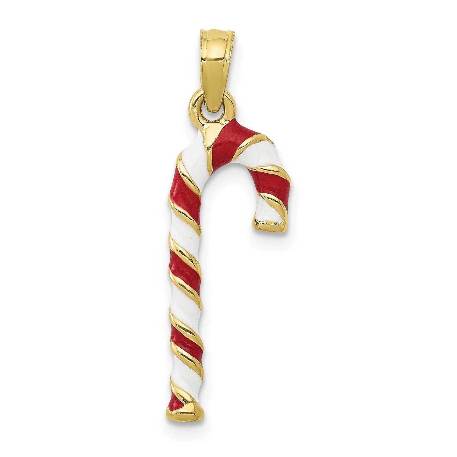 3-D Enameled Candy Cane Pendant 10k Gold 10YC930, MPN: 10YC930, 63721818705