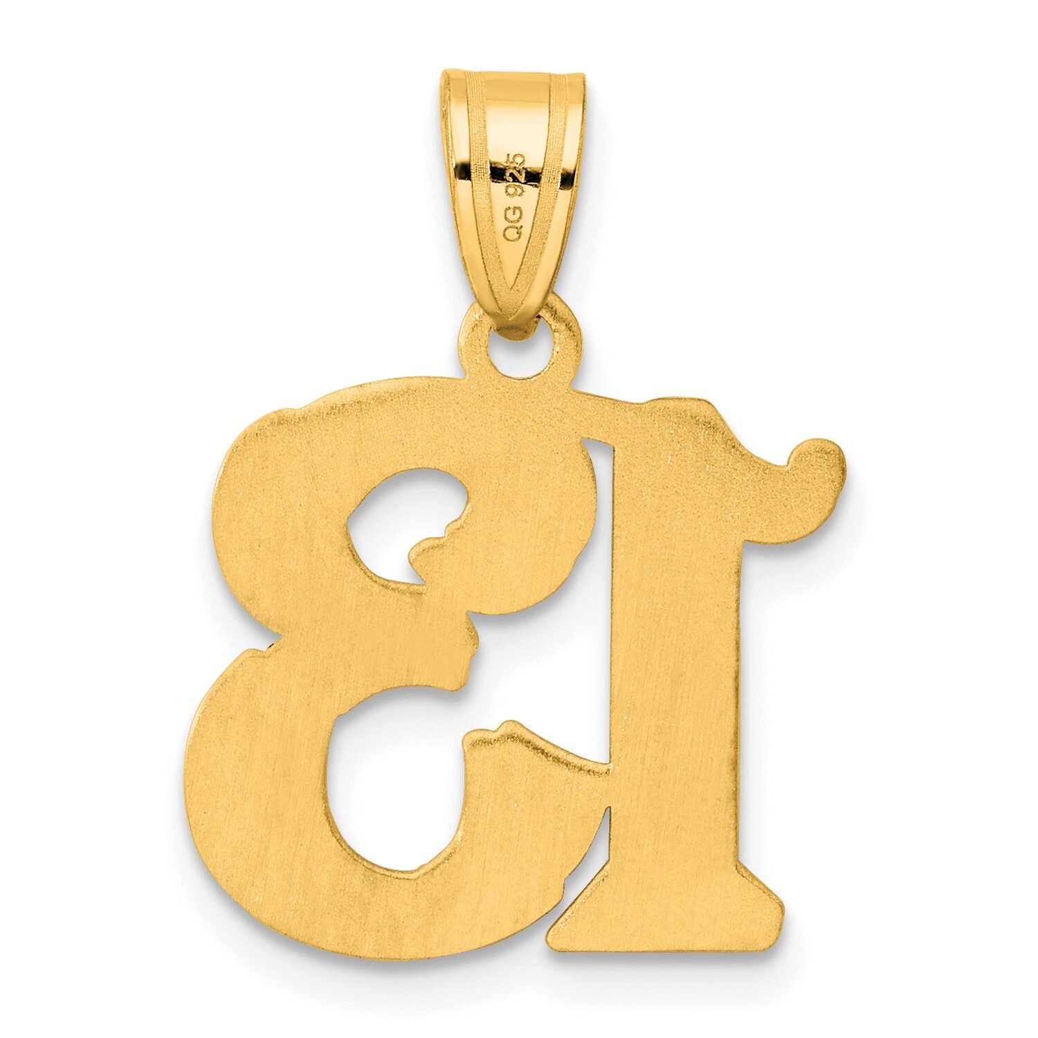Number 13 Pendant 14k Gold Polished Etched AEN13
