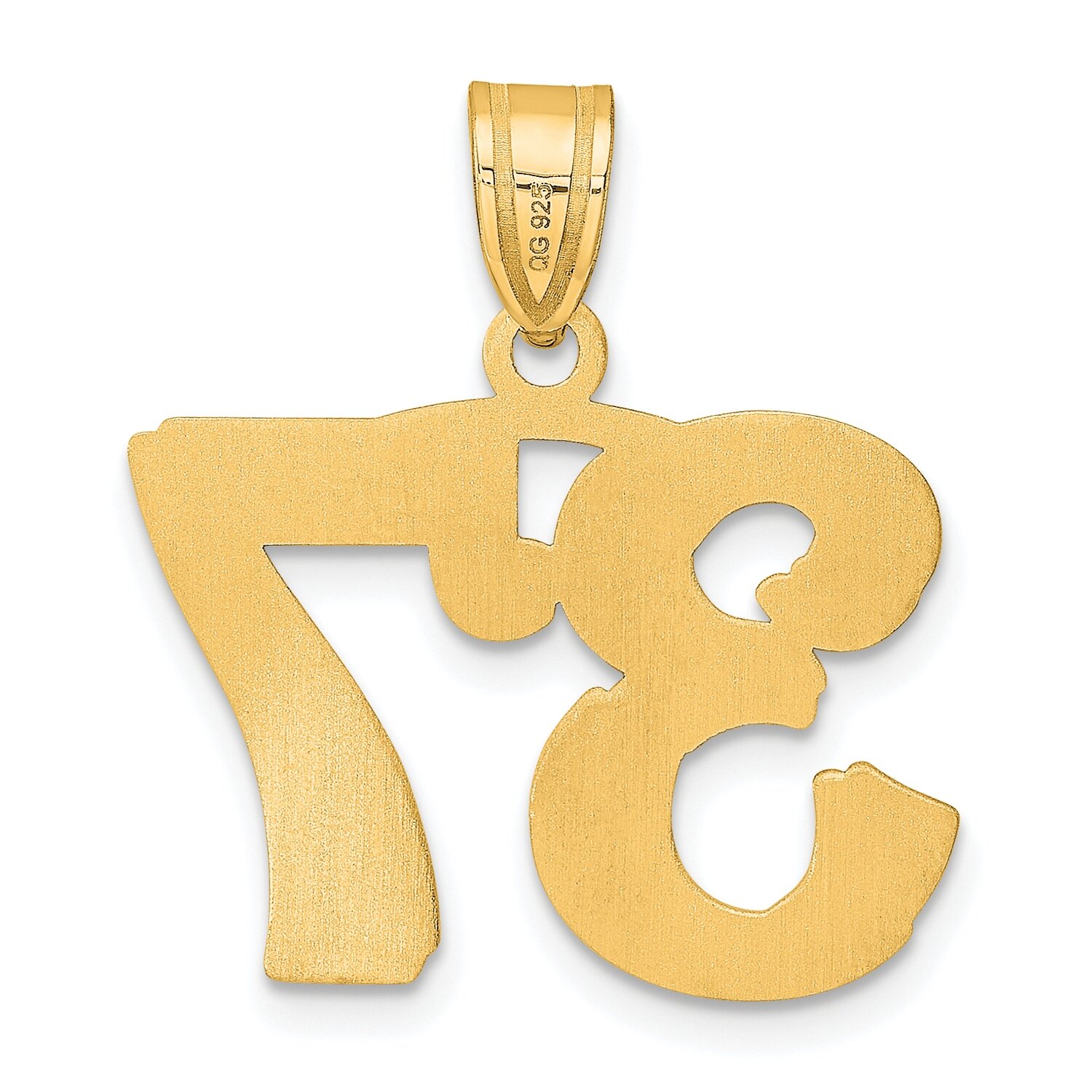 Number 37 Pendant 14k Gold Polished Etched AEN37, MPN: AEN37, 196904080948