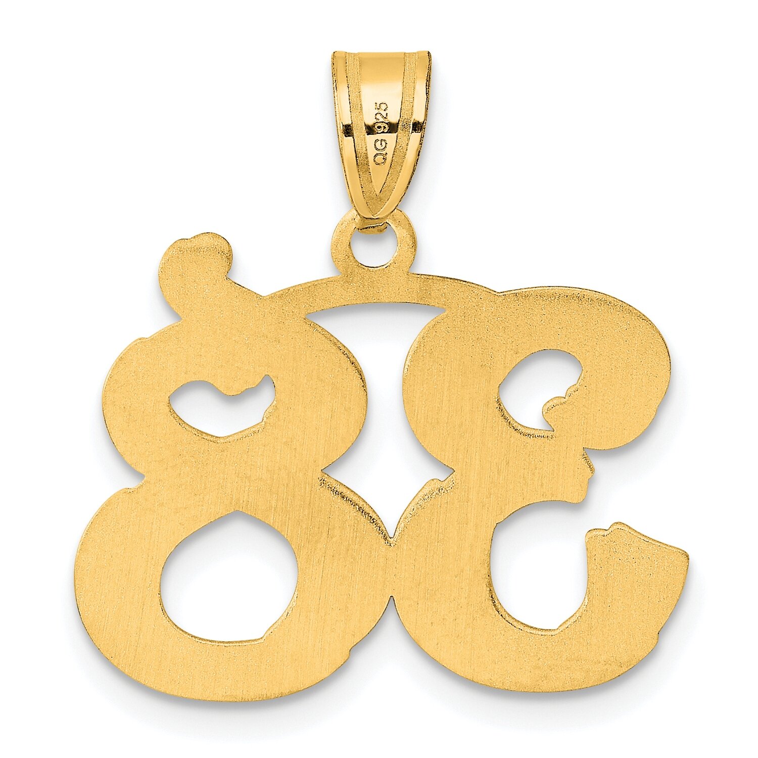 Number 38 Pendant 14k Gold Polished Etched AEN38