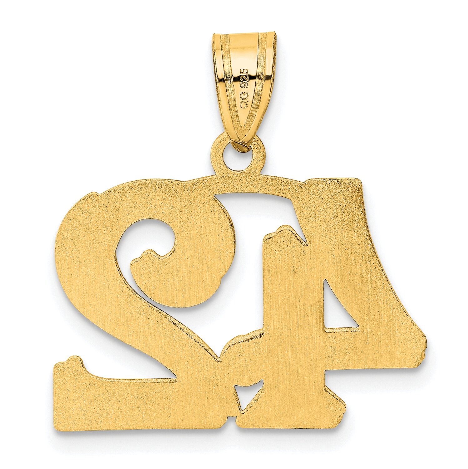 Number 42 Pendant 14k Gold Polished Etched AEN42