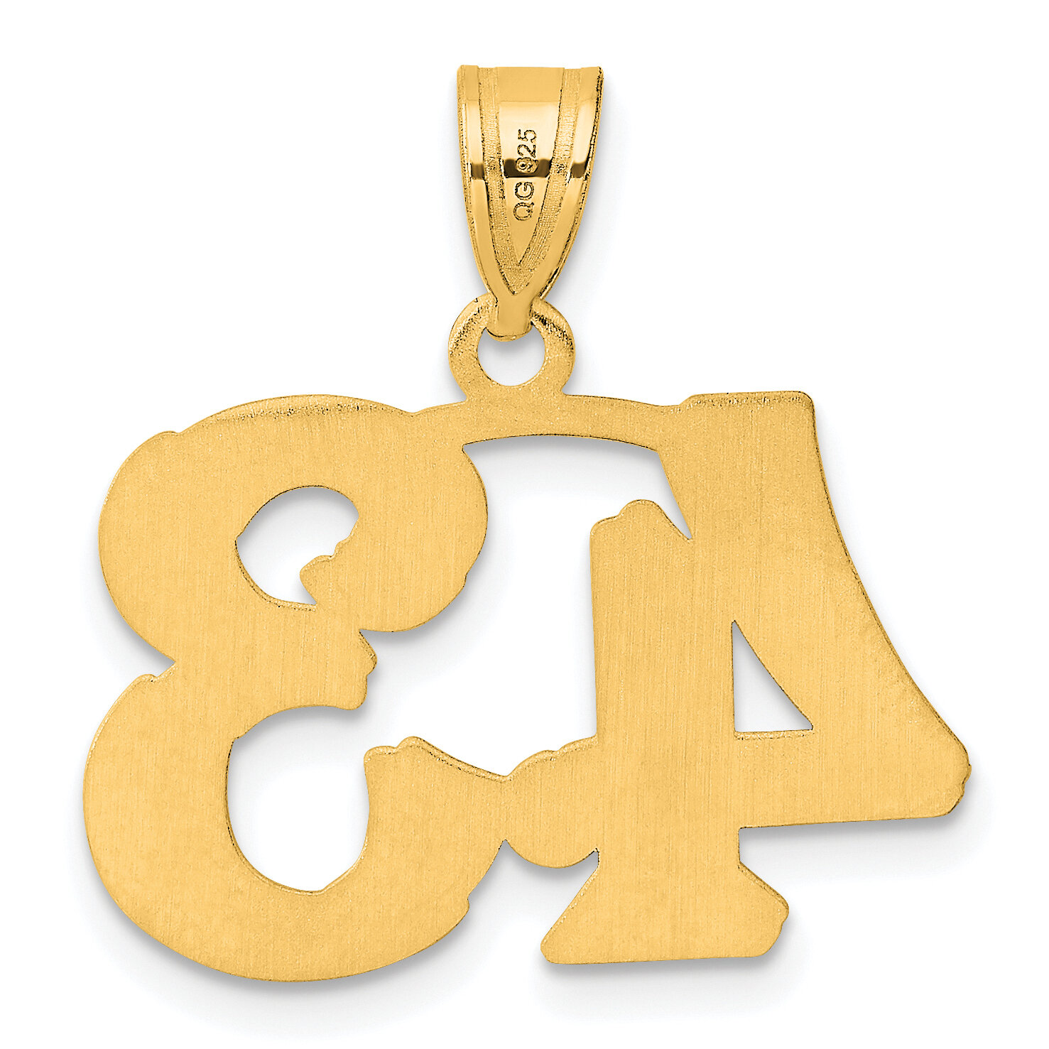Number 43 Pendant 14k Gold Polished Etched AEN43, MPN: AEN43, 196904080900