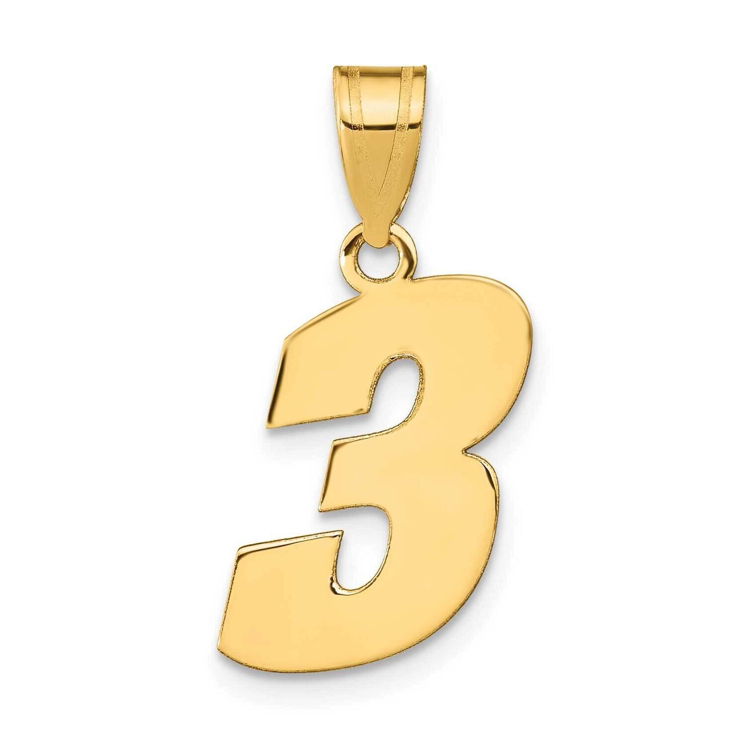 Block Number 3 Pendant 14k Gold Polished BN03, MPN: BN03, 196904088302