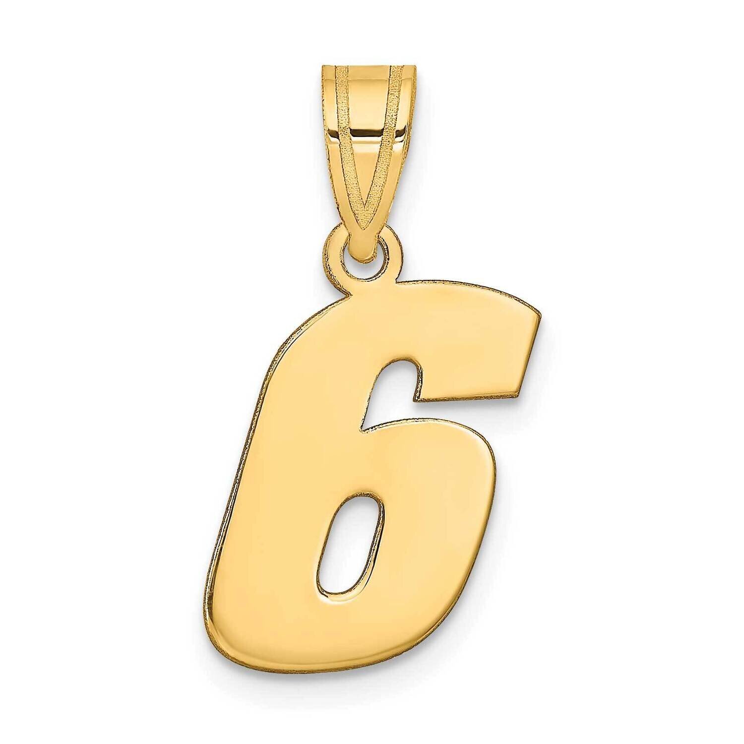 Block Number 6 Pendant 14k Gold Polished BN06, MPN: BN06, 196904085233