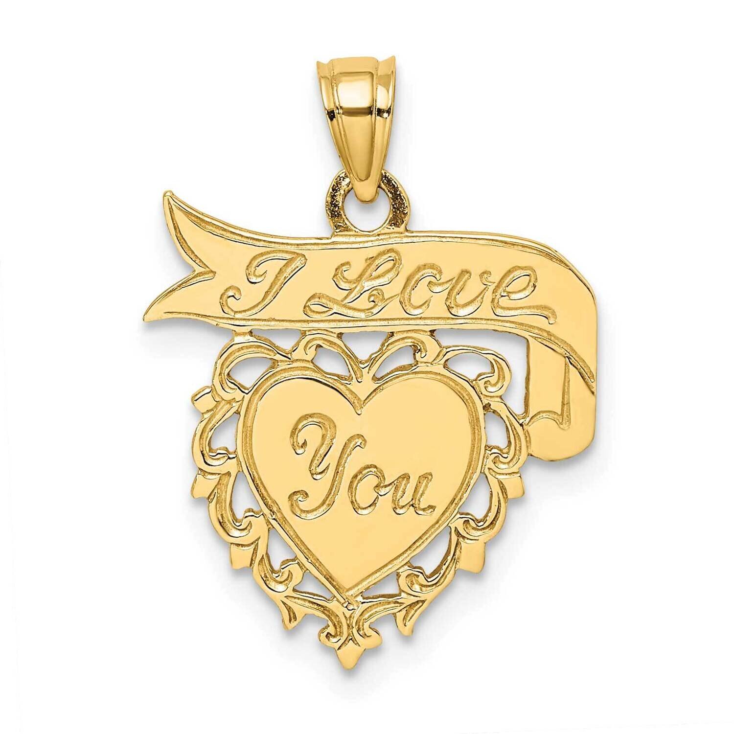 I Love You Heart with Banner Charm 14k Gold Polished C2166, MPN: C2166,