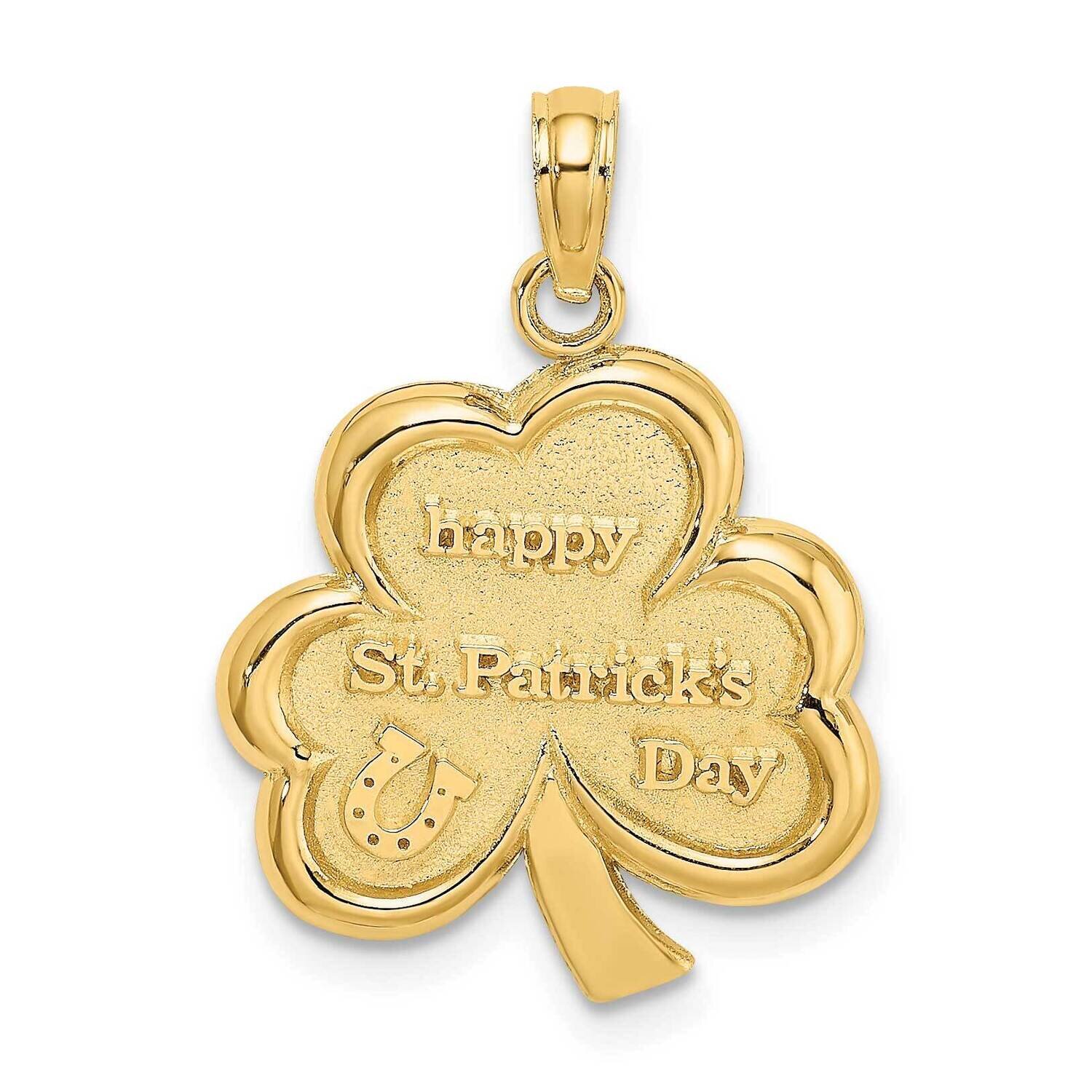 Solid Satin Flat-Backed Happy St. Pattys Day Clover Charm 14k Gold Polished C2198, MPN: C2198, 6372…