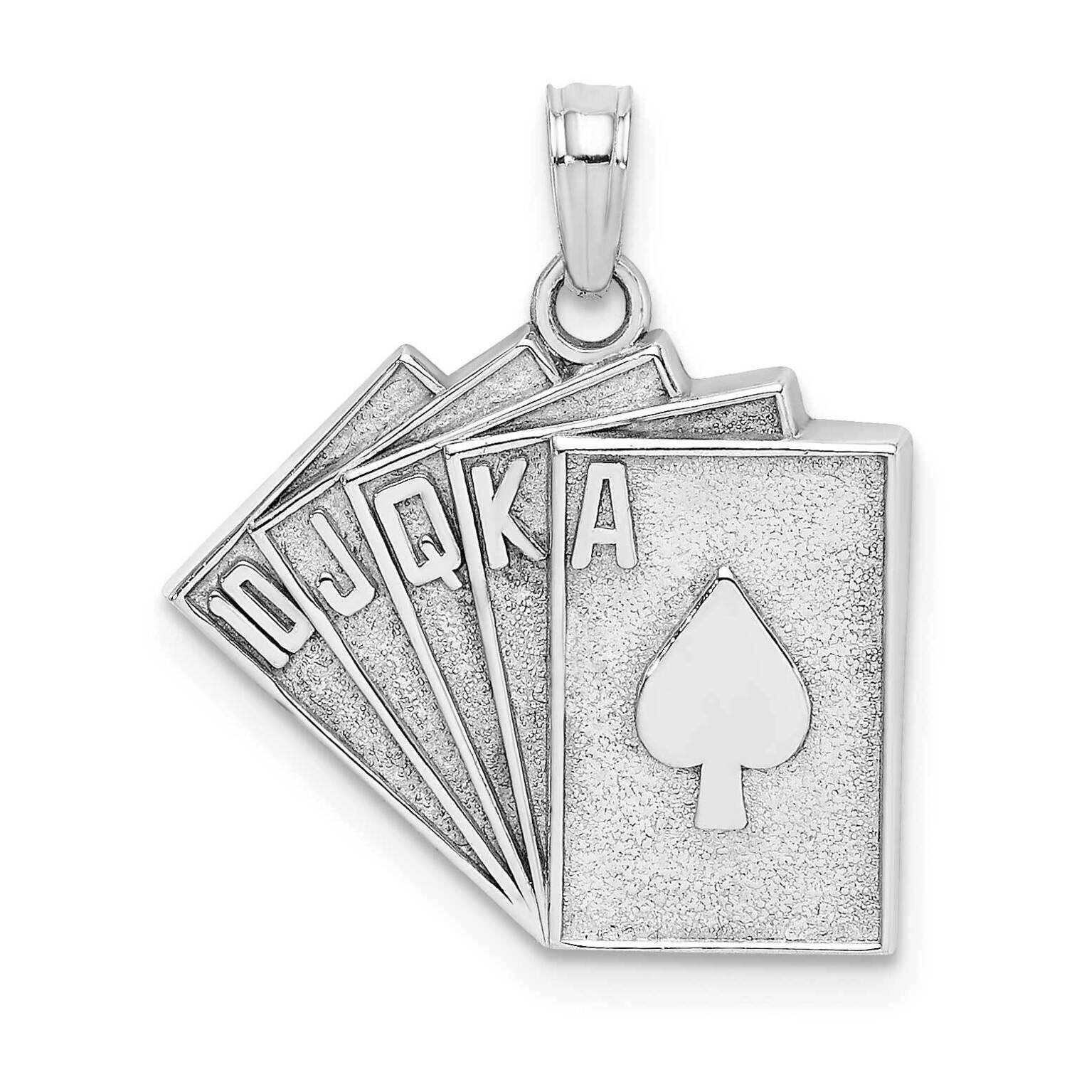 Satin Polished Royal Flush Pendant 14k White Gold Solid C2204W, MPN: C2204W, 637218125982