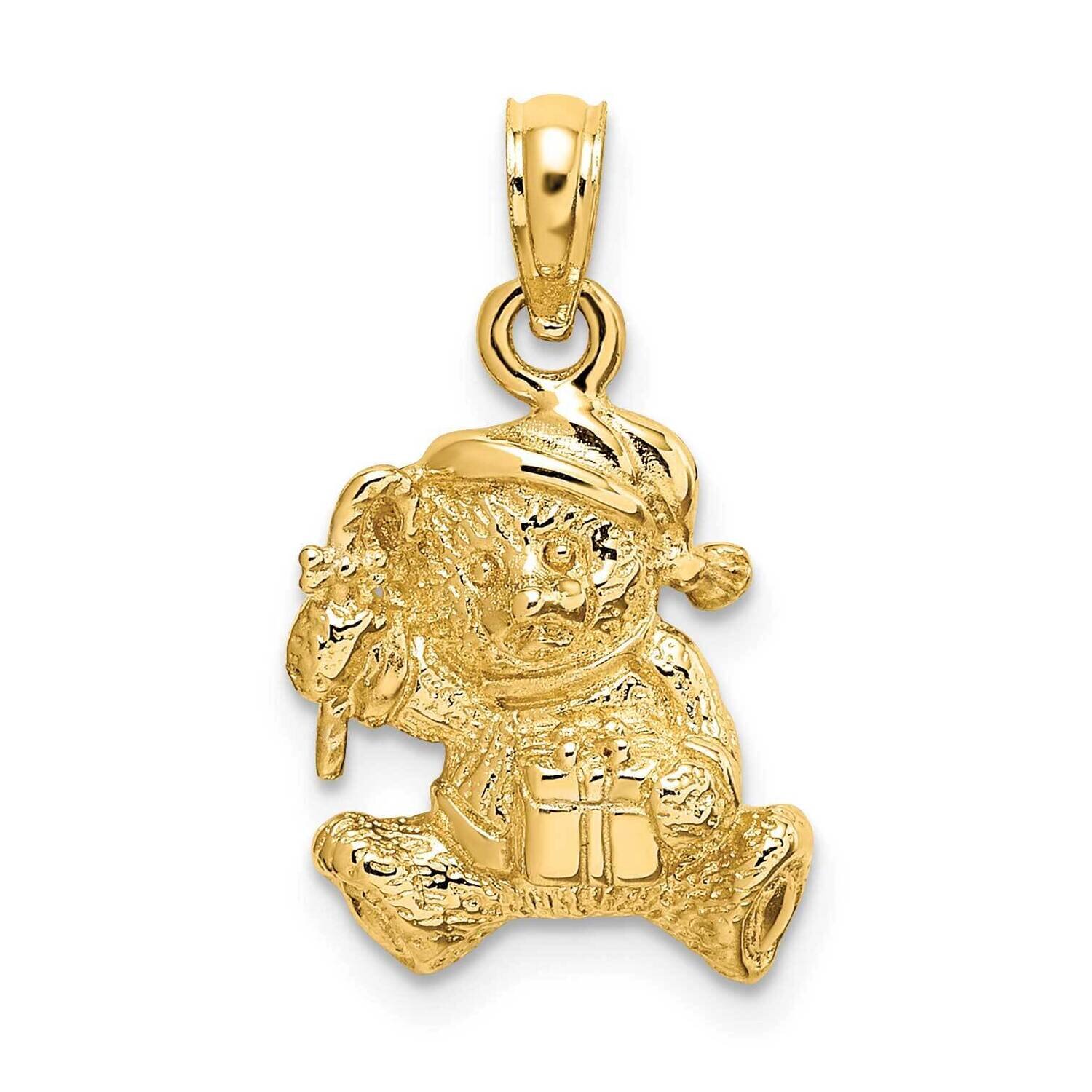 3-D Teddy Bear Charm 14k Gold Polished C2209