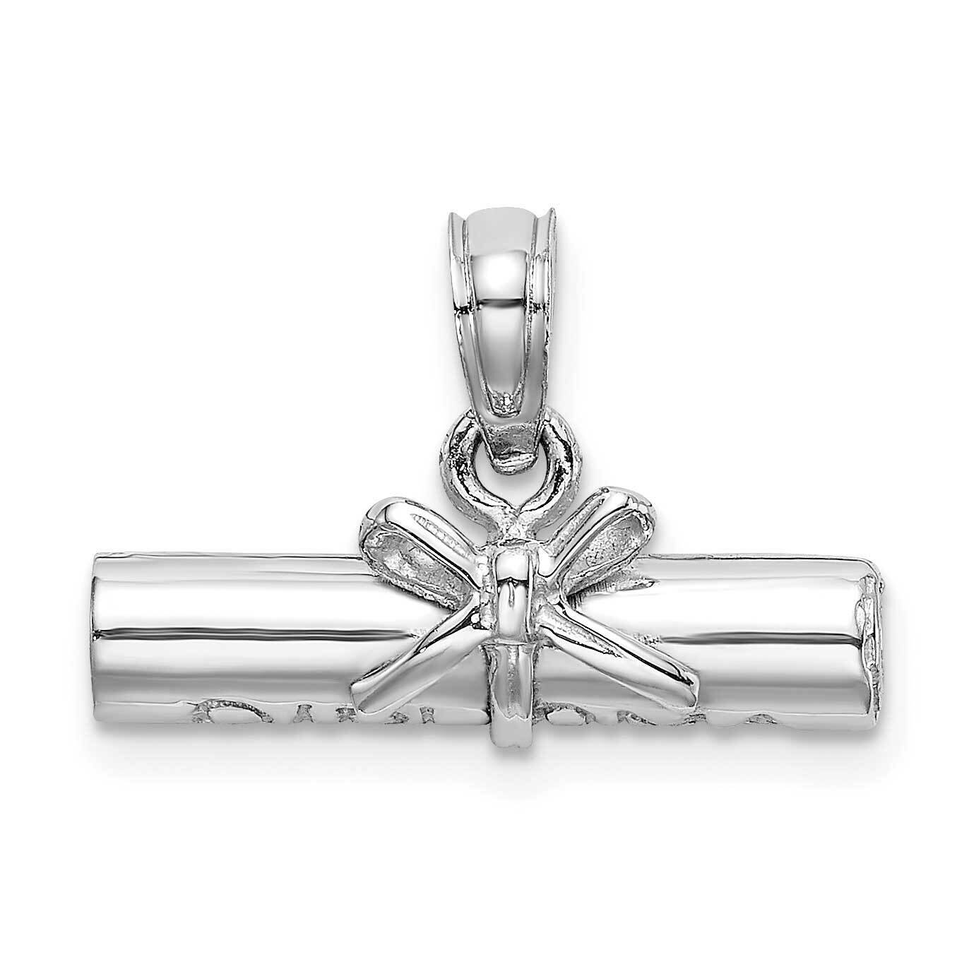 Diploma Rolled Up Charm 14k White Gold 3-D C2224W