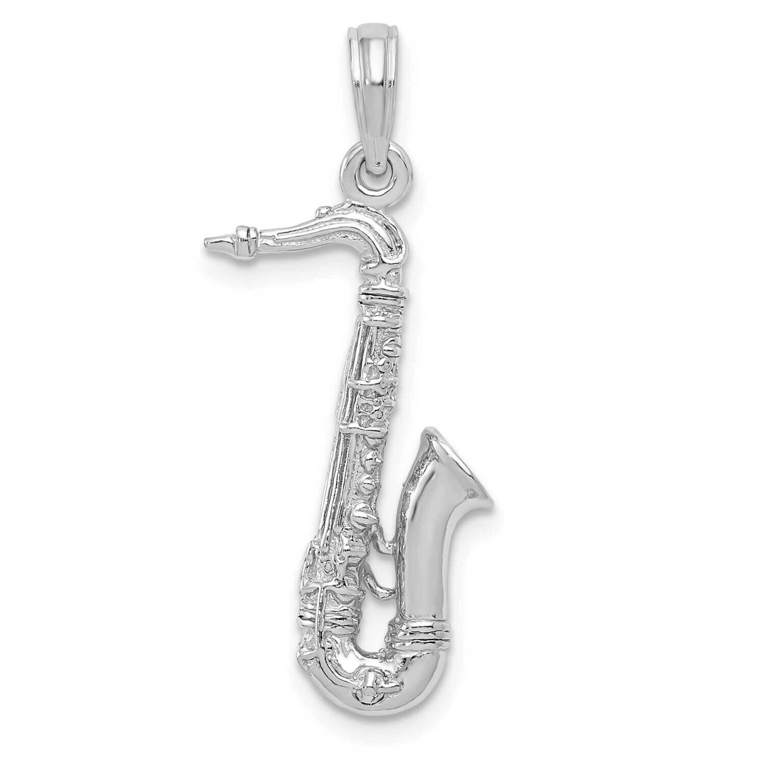 3-Dimensional Saxophone Charm 14k White Gold Solid Polished C2276W, MPN: C2276W, 637218126057