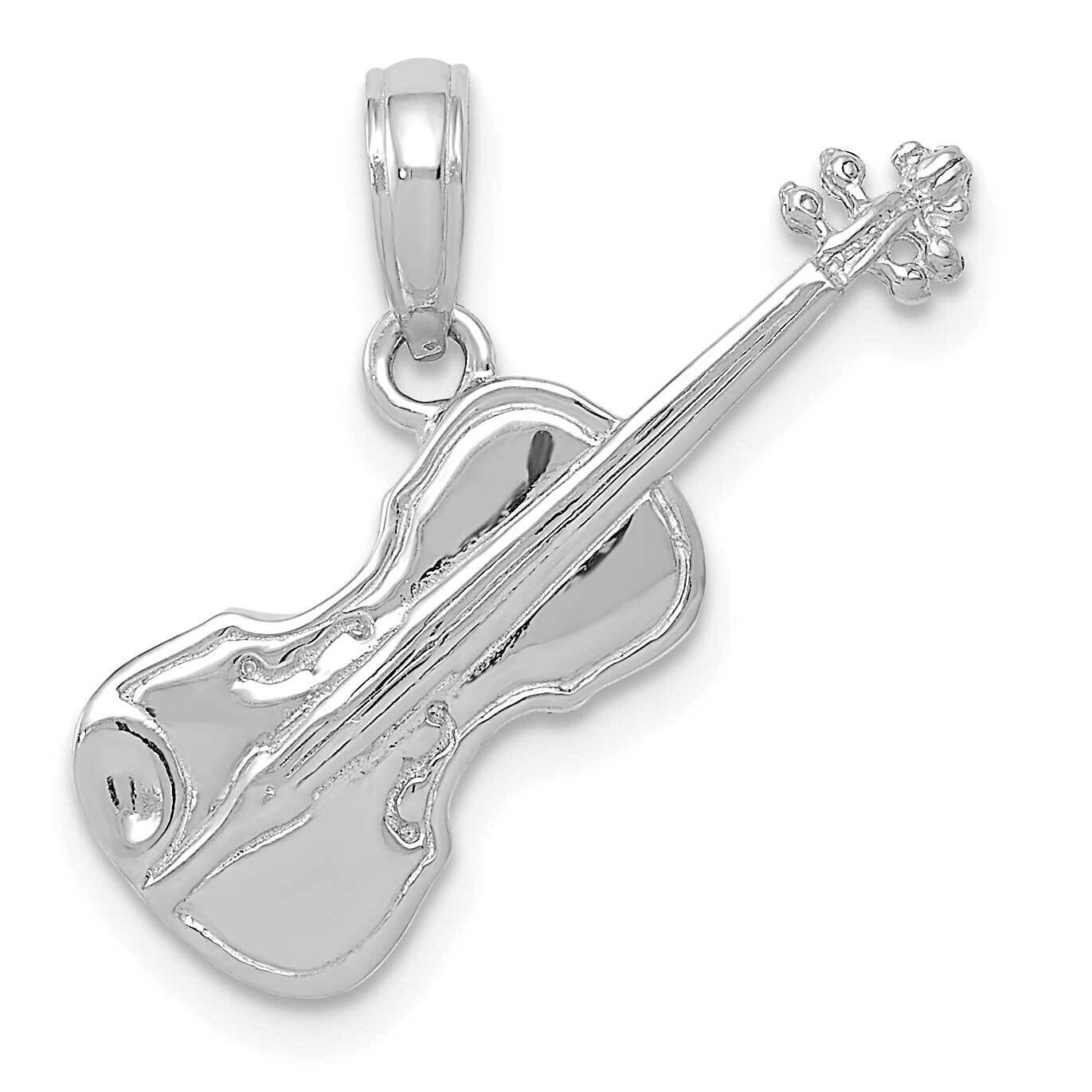Solid 3-Dimensional Violin Pendant 14k White Gold Polished C2279W, MPN: C2279W, 637218126064