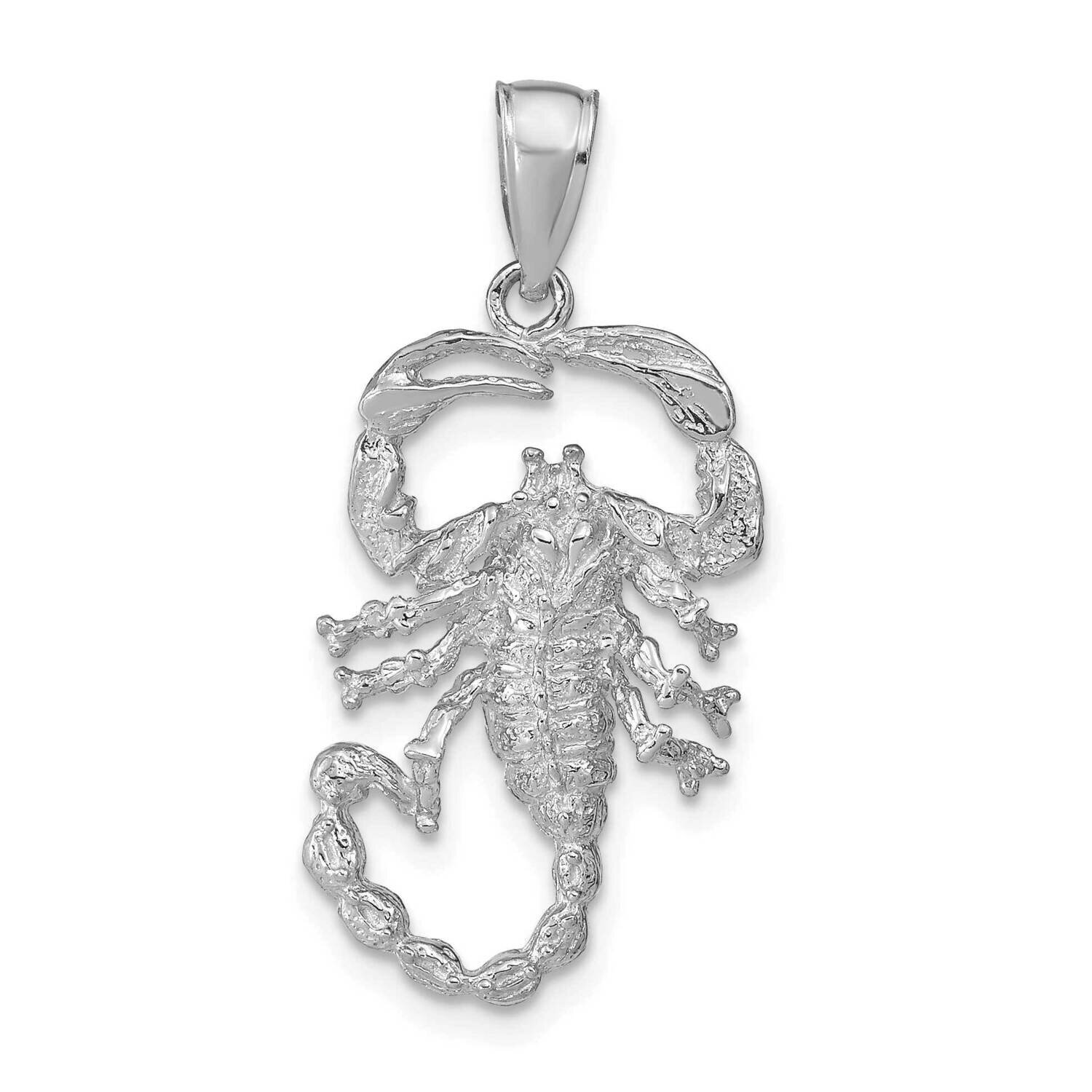 Open-Backed Scorpion Pendant 14k White Gold Solid Polished C2383W