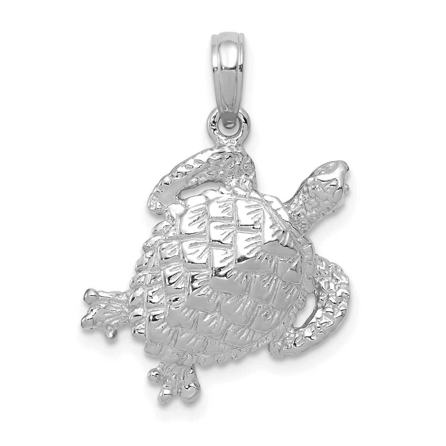 Open-Backed Turtle Pendant 14k White Gold Solid Polished C2546W