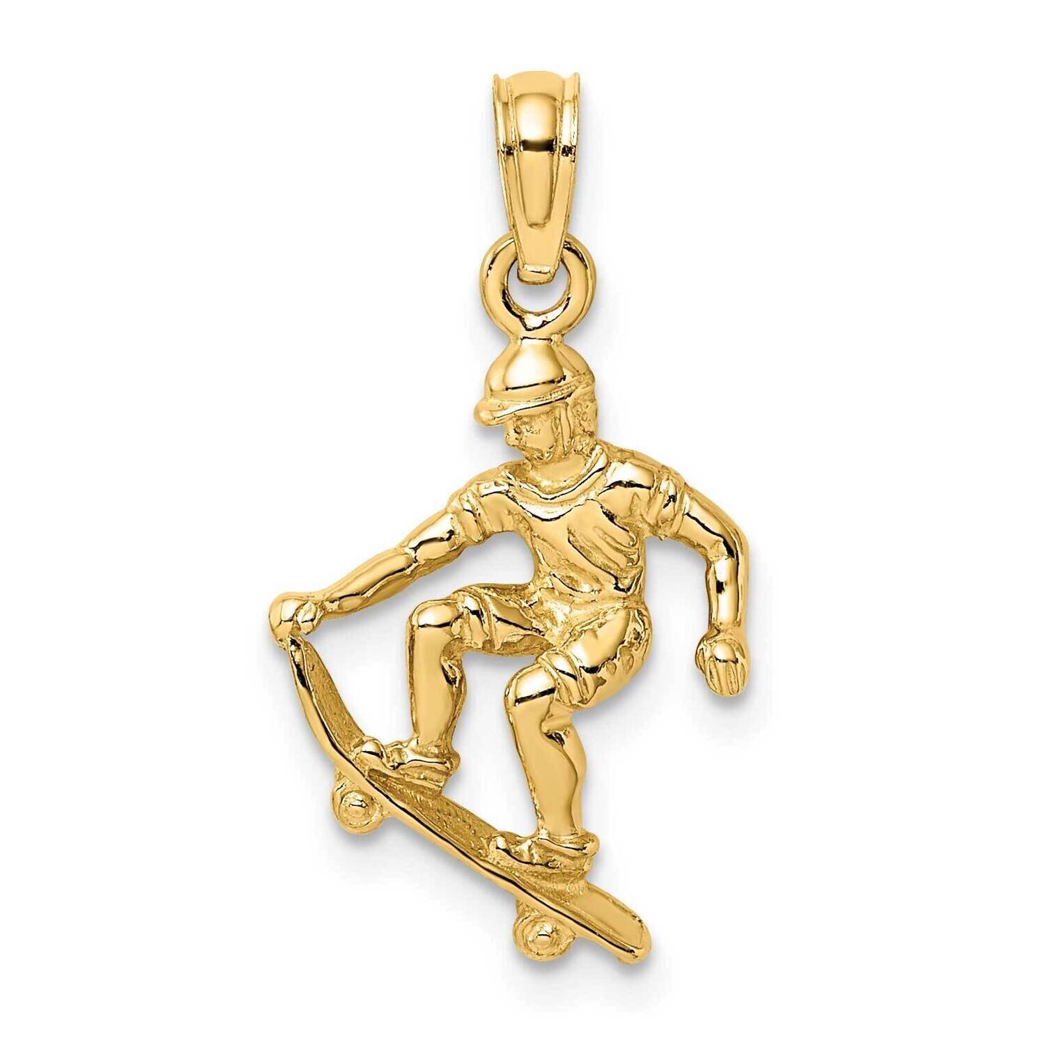 3-Dimensional Skateboarder Charm 14k Gold Solid Polished C2651, MPN: C2651, 637218098705