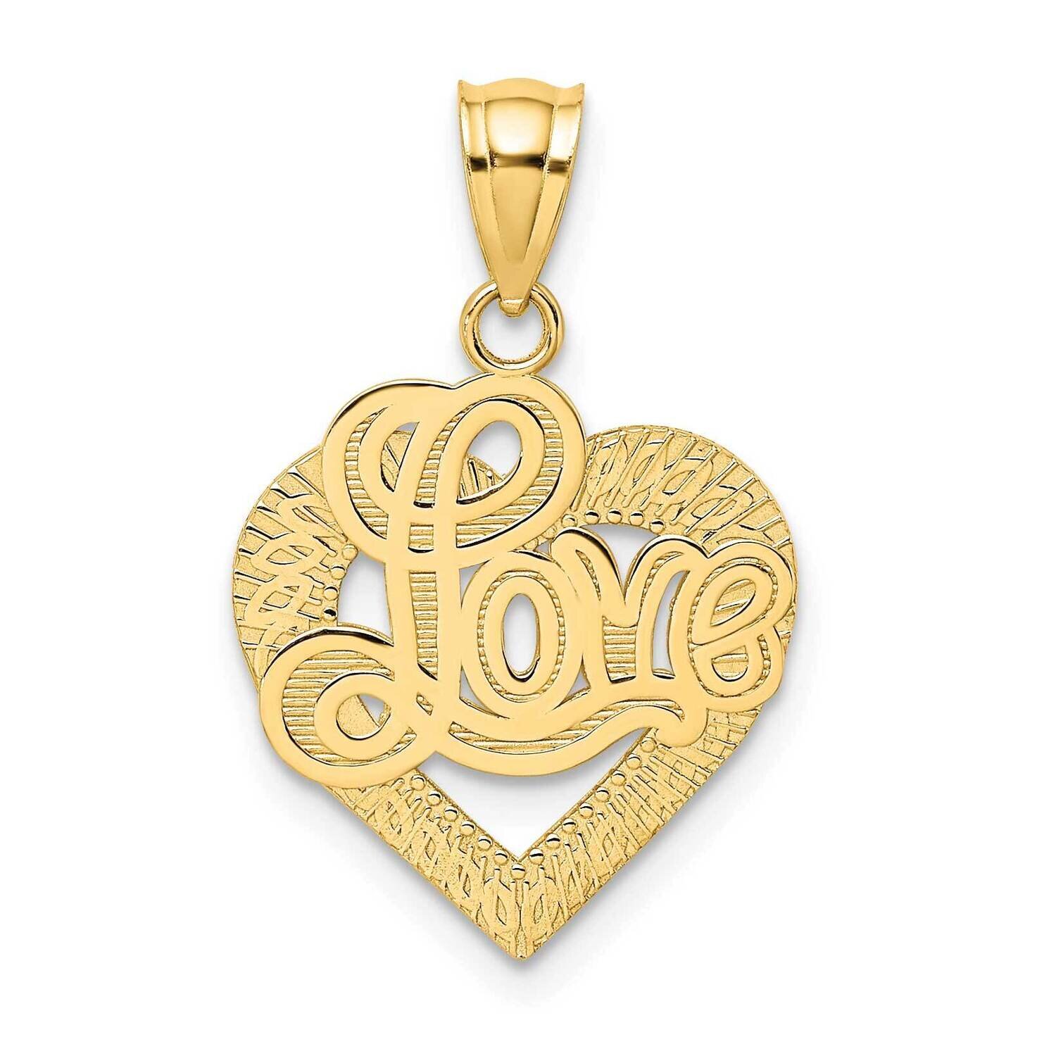 Love Script In Heart Frame Charm 14k Gold C2943