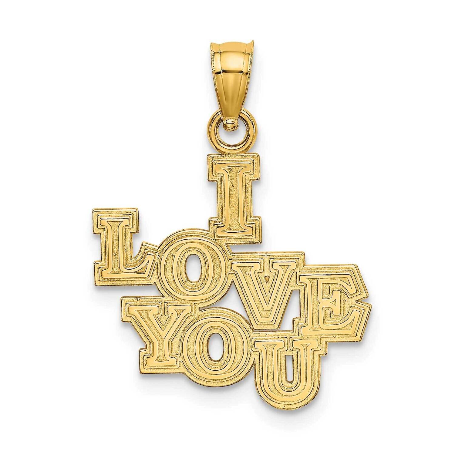 I Love You Stacked Block Charm 14k Gold C2949