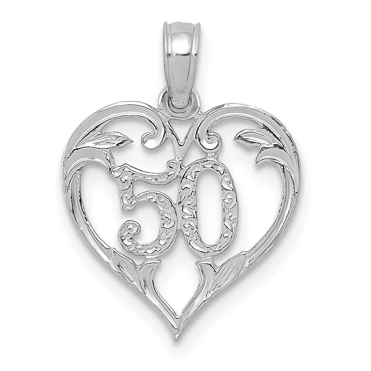 50 In Heart Cut-Out Pendant 14k White Gold C2959W, MPN: C2959W, 196904147542