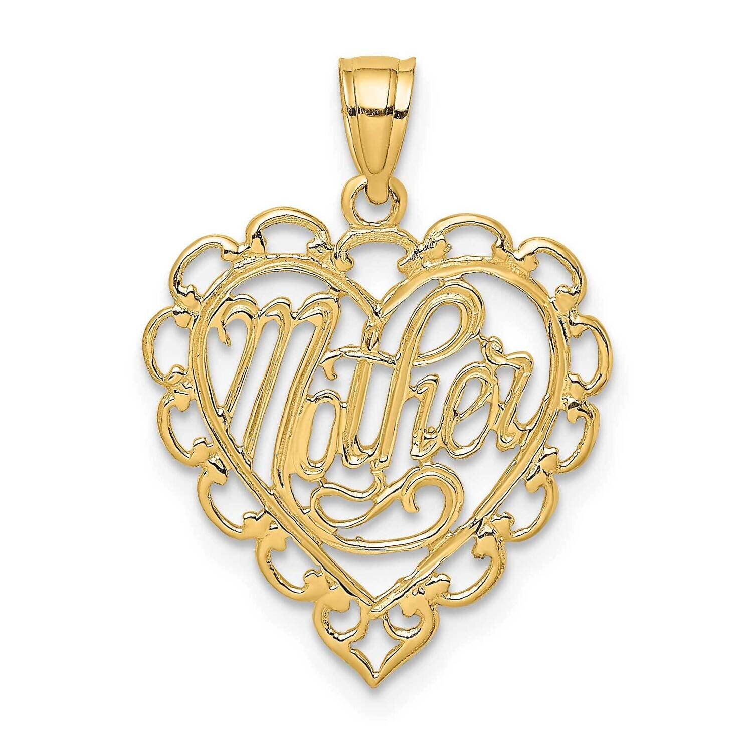 Mother In Lace Heart Charm 14k Gold C2985, MPN: C2985,