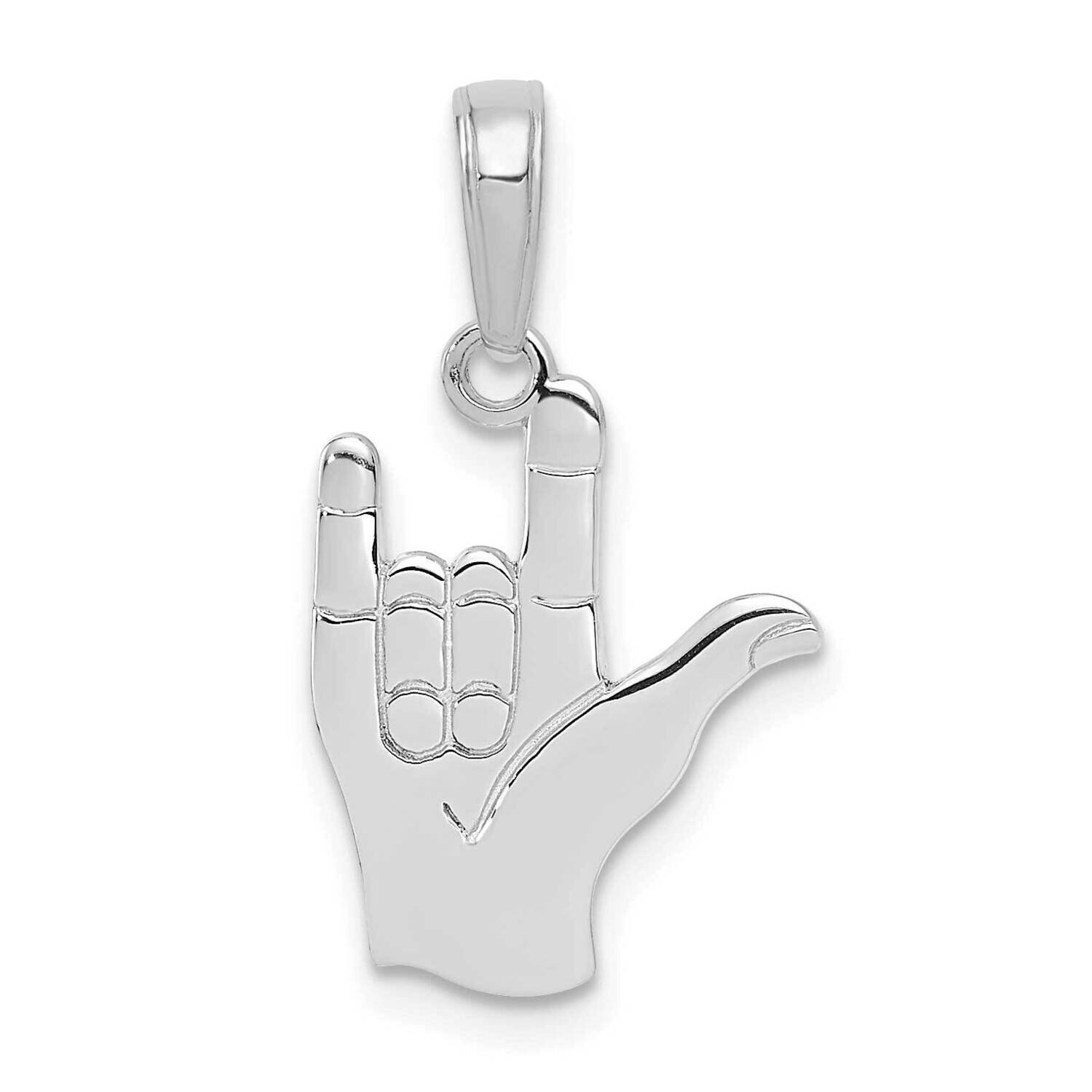 I Love You Hand Sign Language Pendant 14k White Gold C3055W, MPN: C3055W,