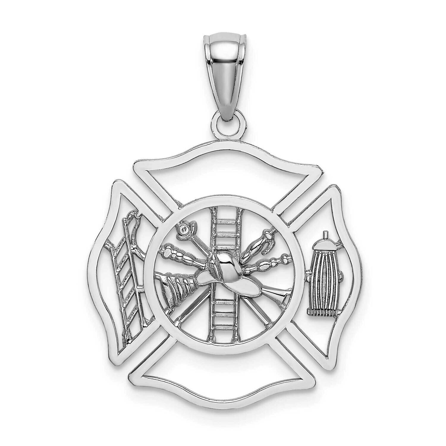 Fireman Shield Charm 14k White Gold C3108W, MPN: C3108W, 637218128839