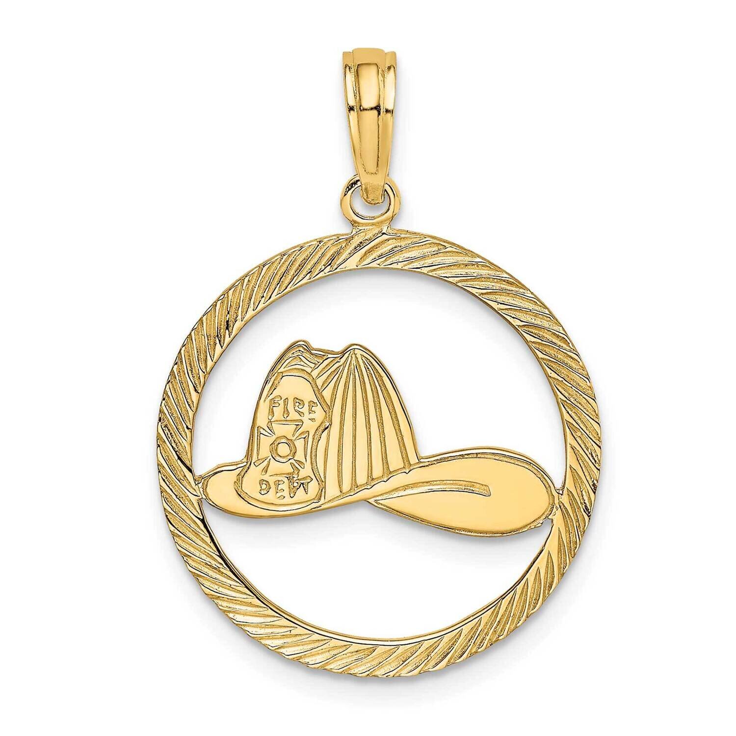 Fireman Helmet In Disk Charm 14k Gold C3109, MPN: C3109,