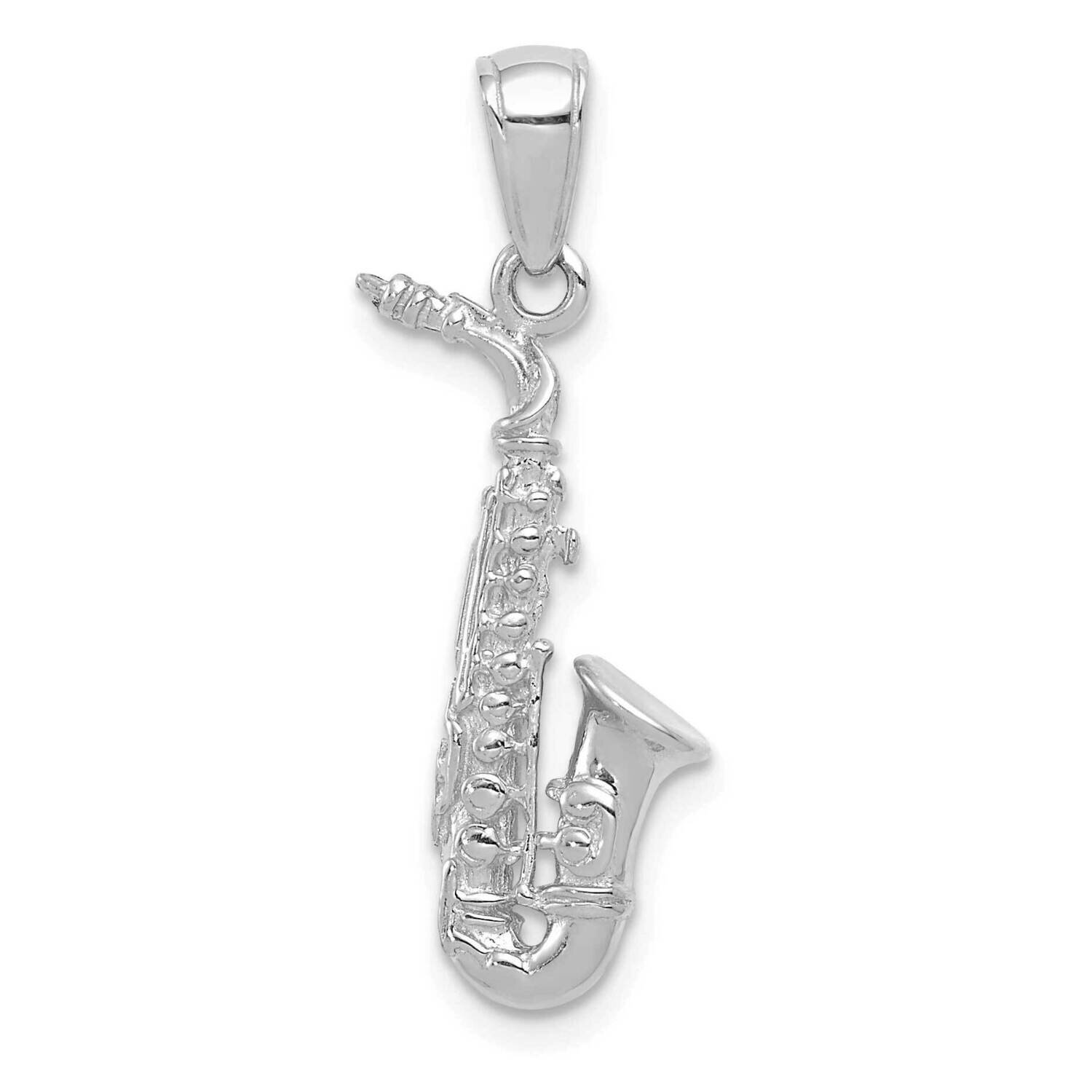 Saxophone Pendant 14k White Gold 3-D C3135W