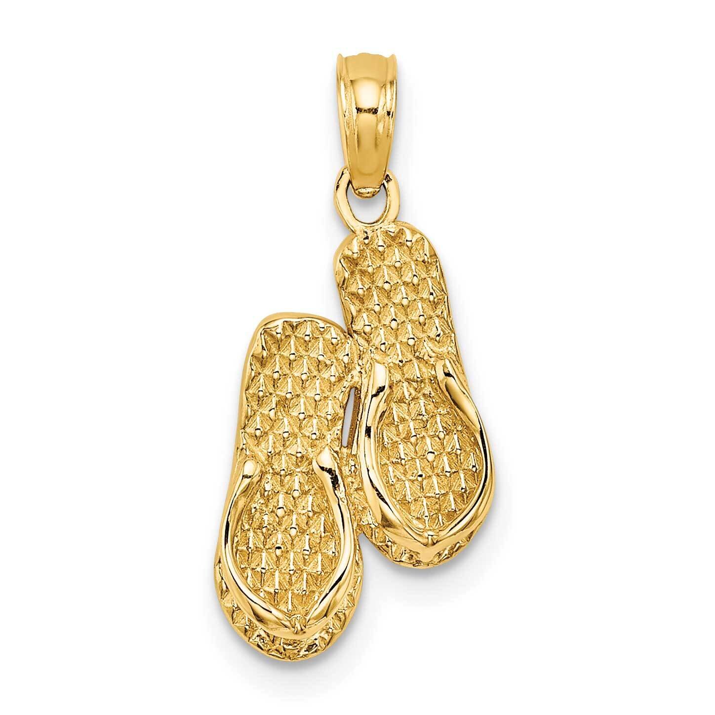 Cape Cod Double Flip-Flop Charm 14k Gold 3-D C3238, MPN: C3238,