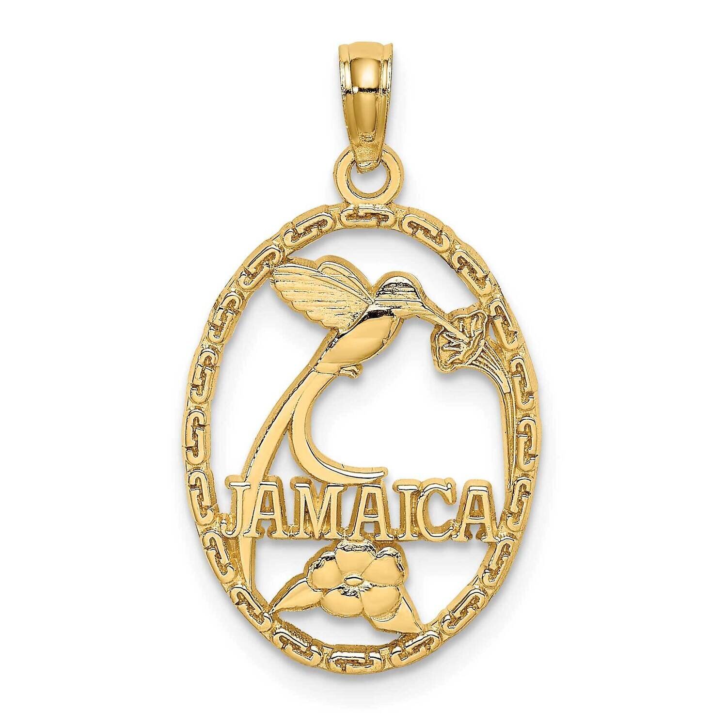 Jamaica with Bird Flowers Charm 14k Gold C3255