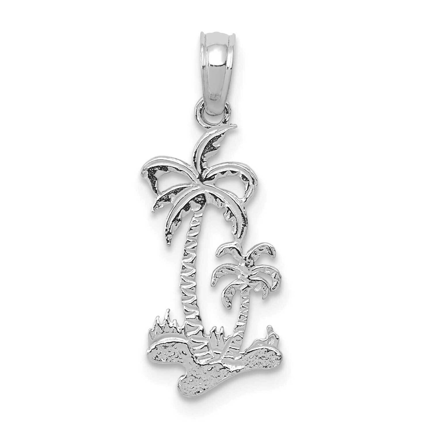 Double Palm Trees Pendant 14k White Gold C3324W, MPN: C3324W, 637218171811