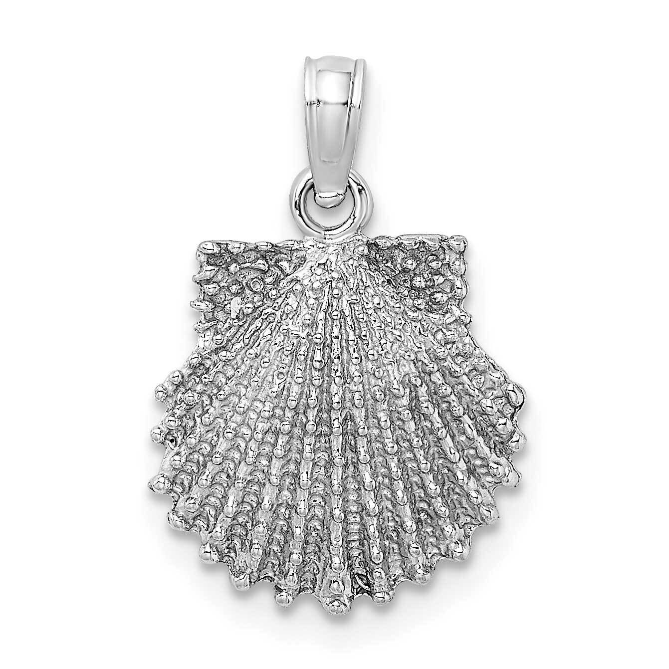 2-D Beaded Scallop Shell Charm 14k White Gold C3376W