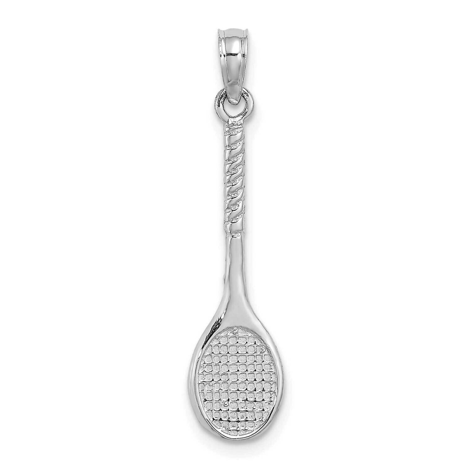 Tennis Racquet Pendant 14k White Gold 3-D C3541W, MPN: C3541W,