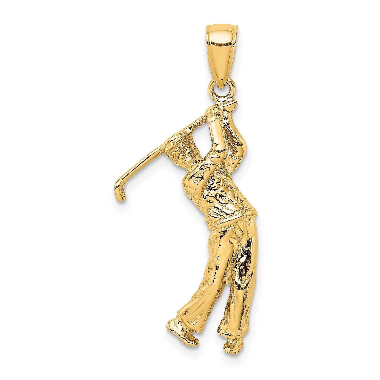 Golfer In Swing Charm 14k Gold 3-D C3549, MPN: C3549, 637218041930
