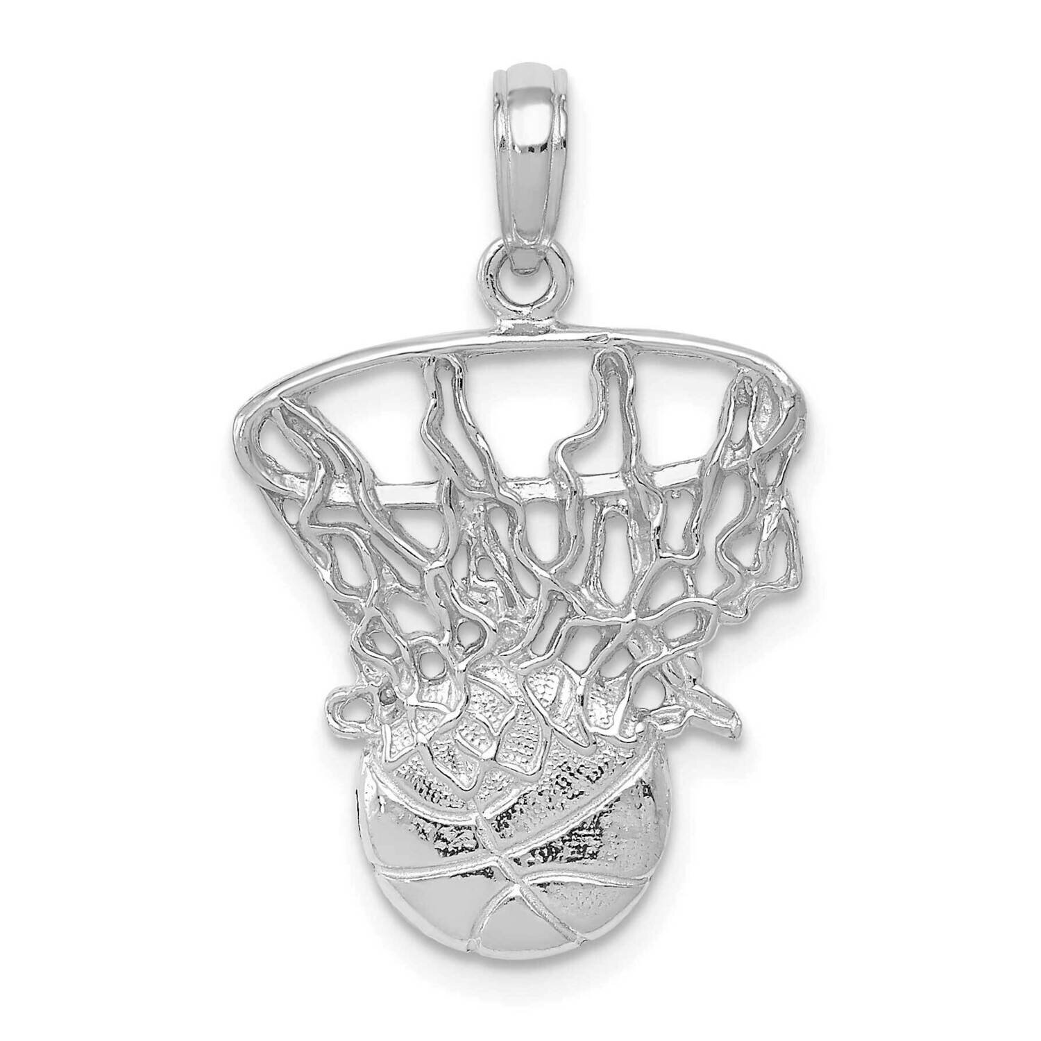 Swoosh Basketball and Net Pendant 14k White Gold C3780W, MPN: C3780W,