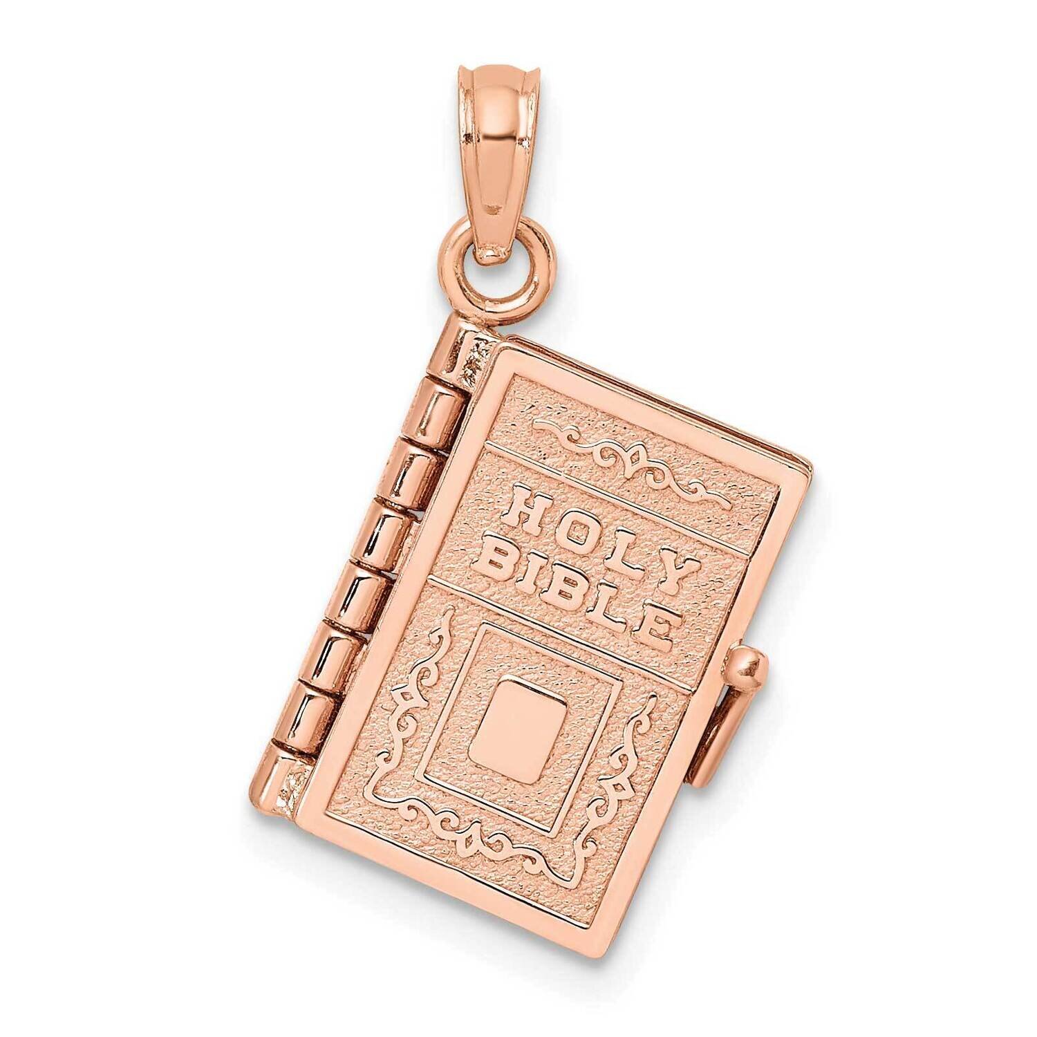 3-D Holy Bible with Lord'S Prayer Moveable Charm 14k Rose Gold C3964R