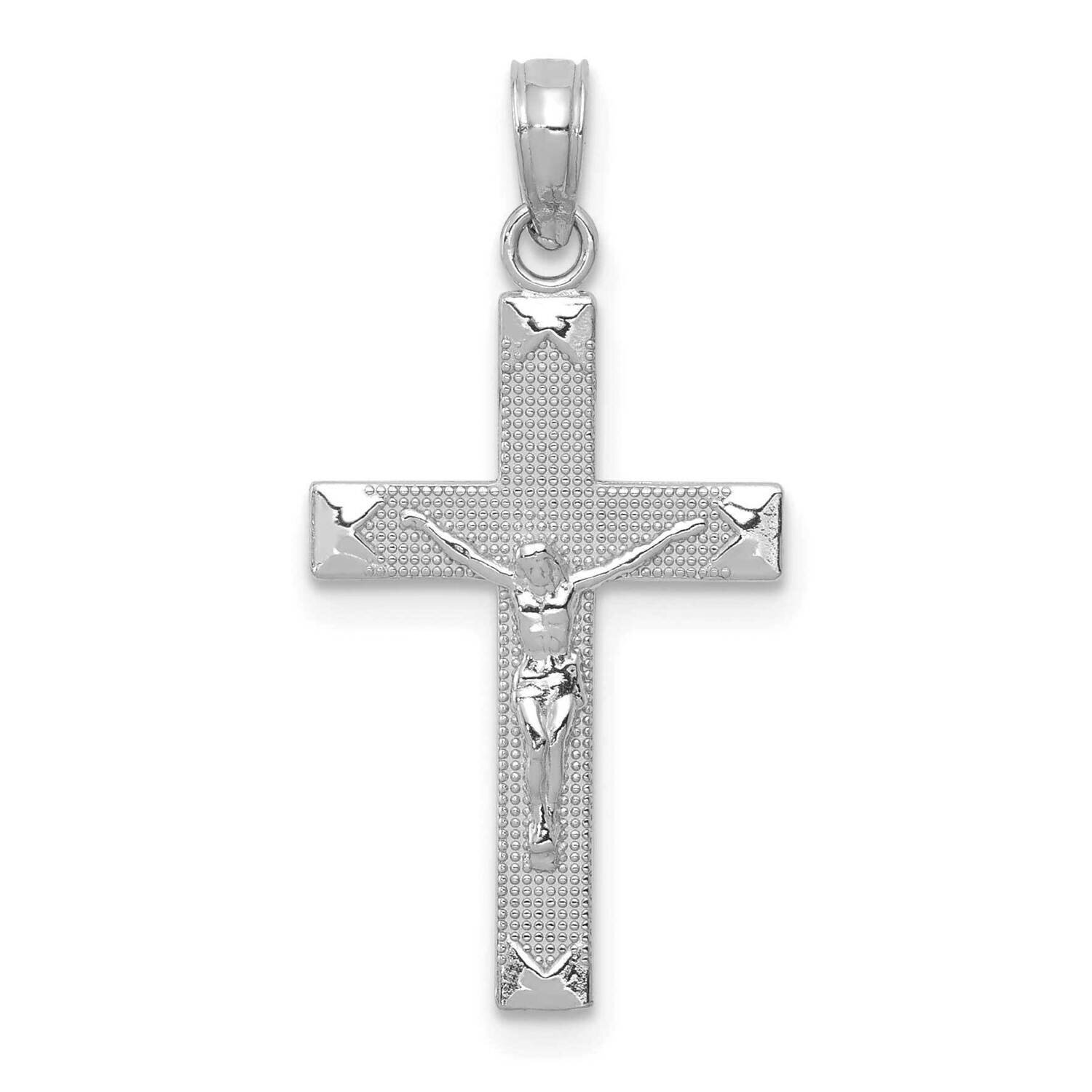 Beveled Tipped Crucifix Pendant 14k White Gold C4341W, MPN: C4341W,