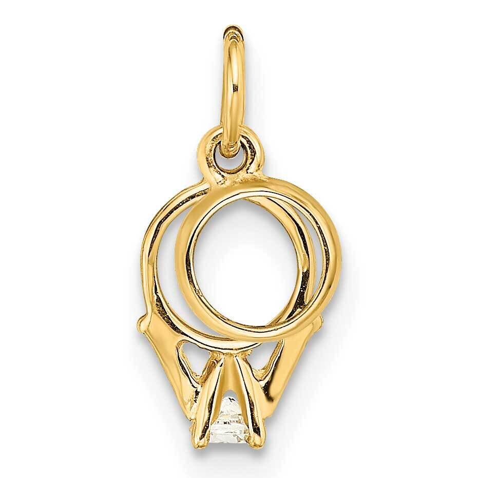 Cz Mini Wedding Ring Charm 14k Gold C4799