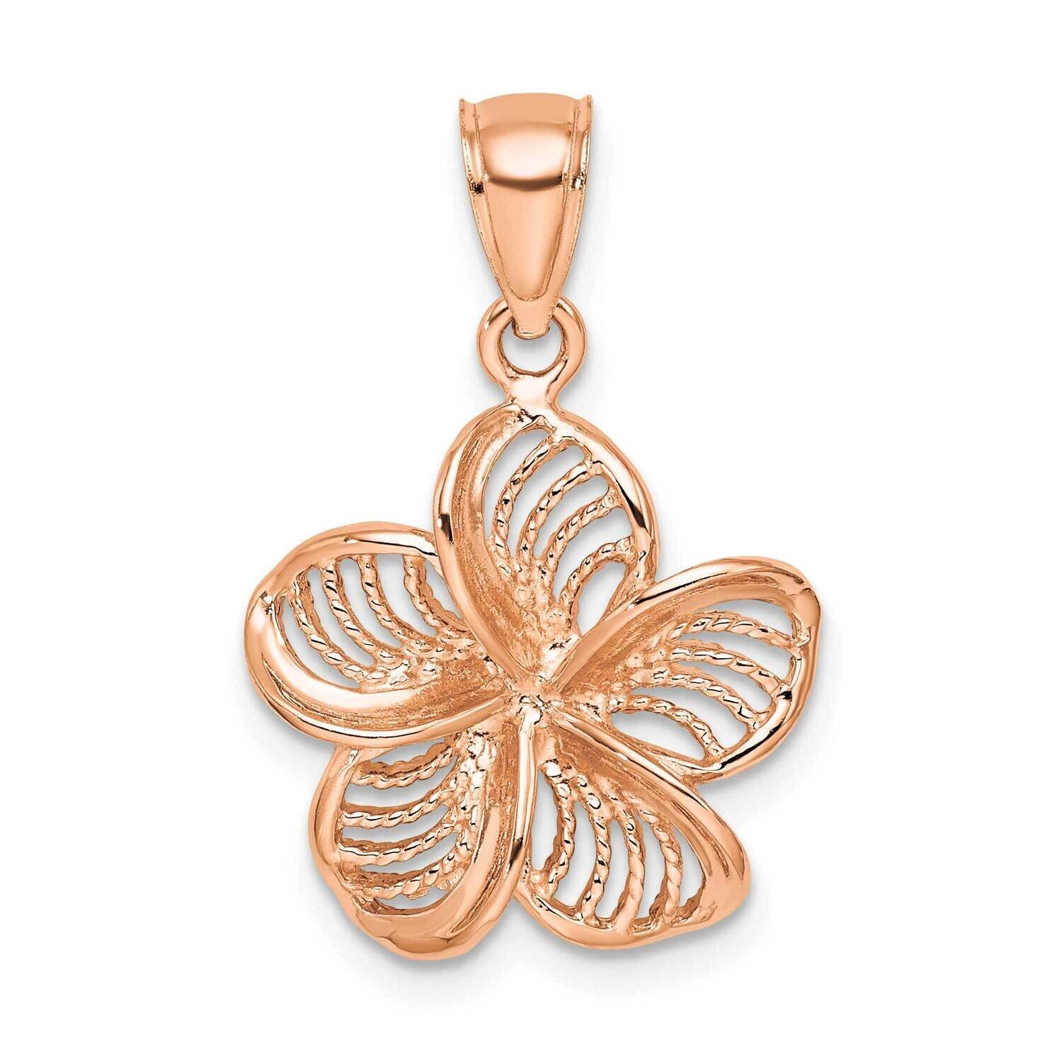 Beaded Polished Plumeria Flower Charm 14k Rose Gold C4823R, MPN: C4823R, 196904087350