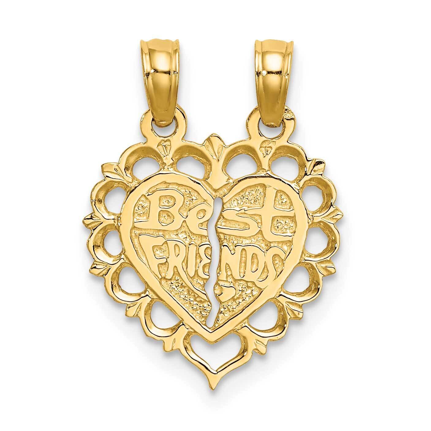 Best Friend 2 Piece Break-Apart Heart Charm 14k Gold Polished D1097, MPN: D1097, 637218029815