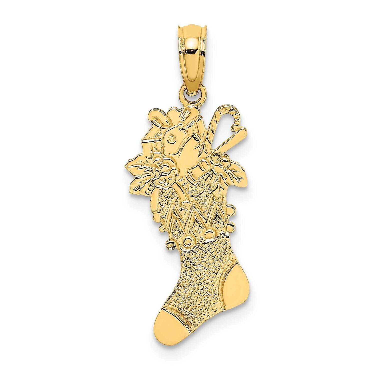 Christmas Stocking Charm 14k Gold Polished D1123, MPN: D1123, 637218033874