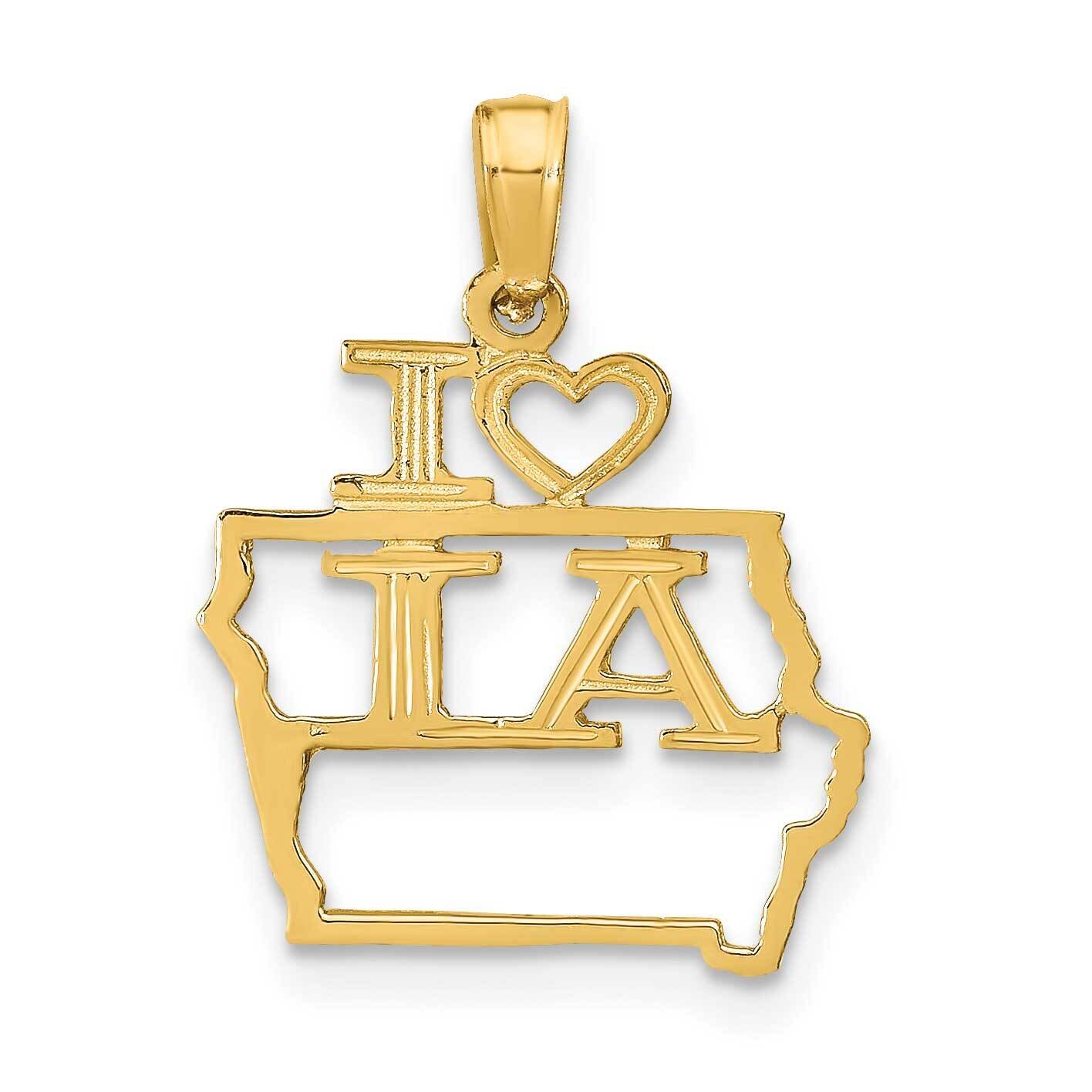 Iowa State Pendant 14k Gold Solid D1159