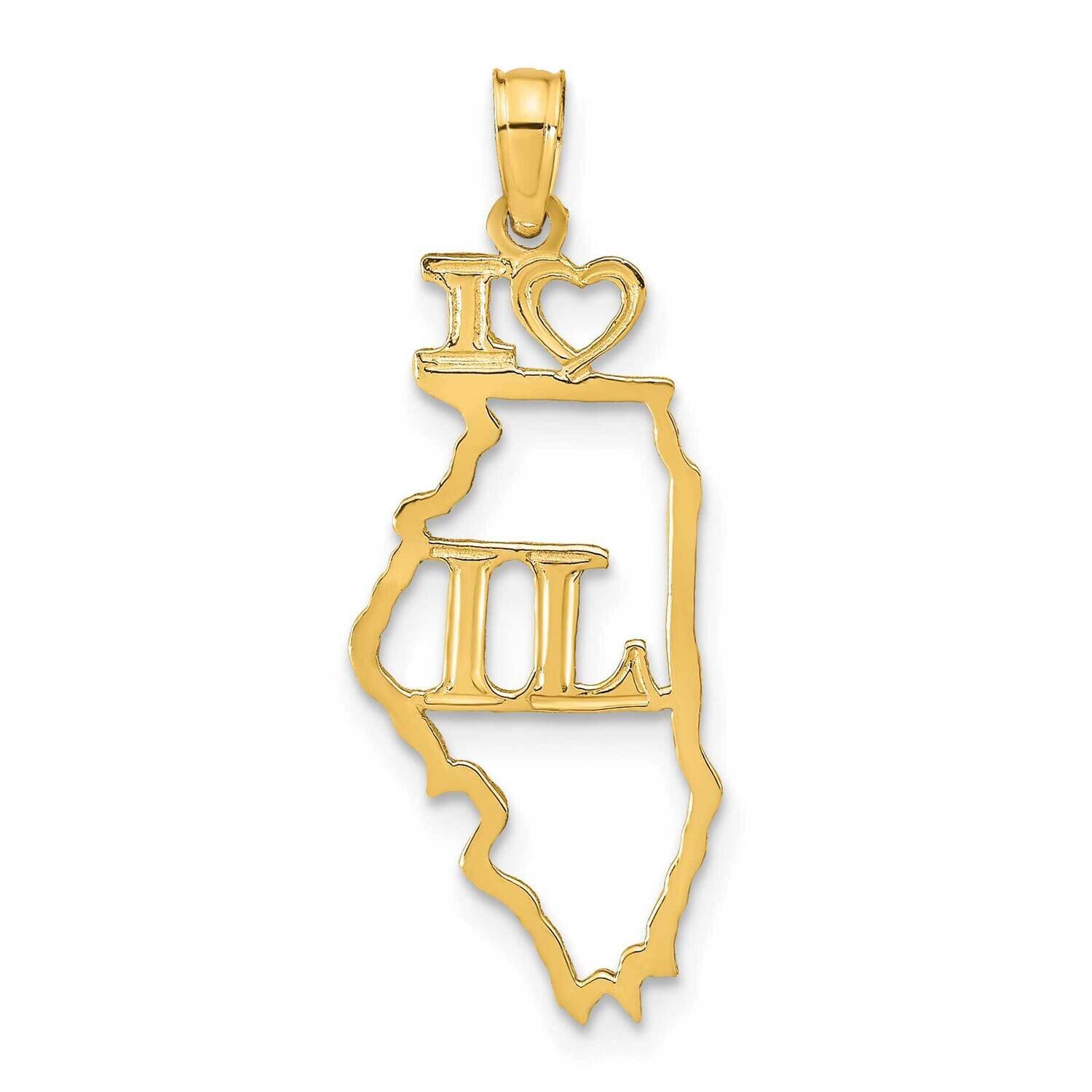 Illinois State Pendant 14k Gold Solid D1161